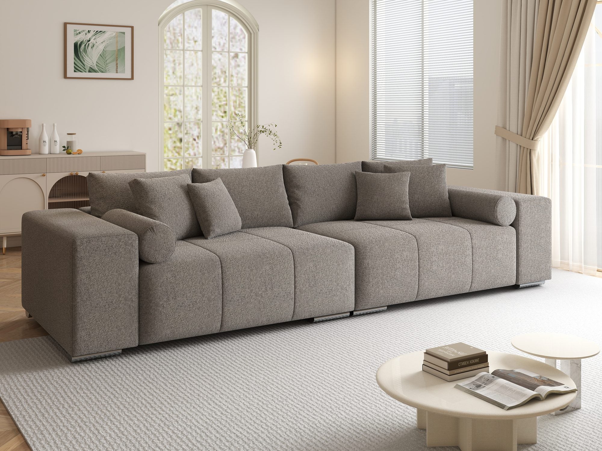 Canapea extensibilă dumonde cu ladă de depozitare si sezut confortabil din spuma high-density, Marbela XXL Monte Gri 16 290x100 cm