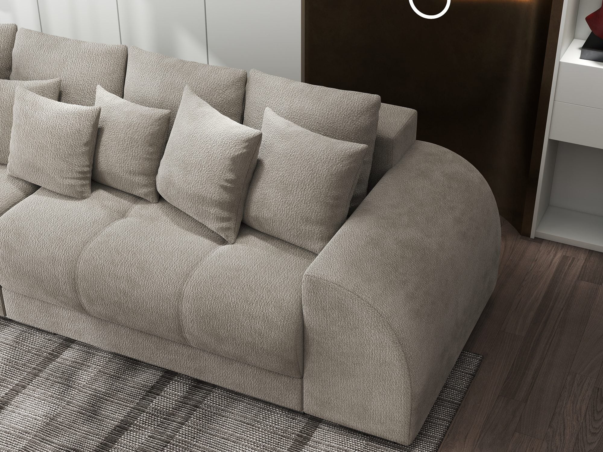 Canapea extensibilă dumonde cu 2 lăzi de depozitare si sezut confortabil din spuma high-density, Verona Vibe Bej 06 310x100 cm