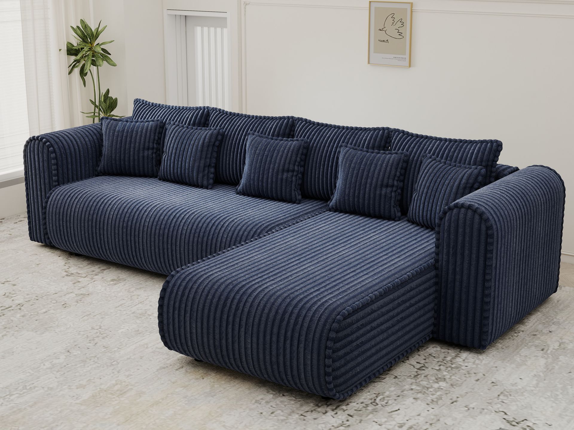 Colțar extensibil dumonde cu ladă de depozitare si sezut confortabil din spuma high-density, Monaco XL Tilia Albastru II 340x185 cm