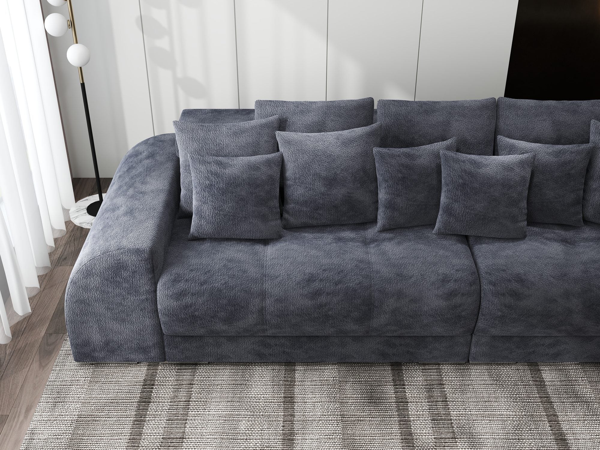 Canapea extensibilă dumonde cu 2 lăzi de depozitare si sezut confortabil din spuma high-density, Verona Vibe Gri Antracit 97 310x100 cm