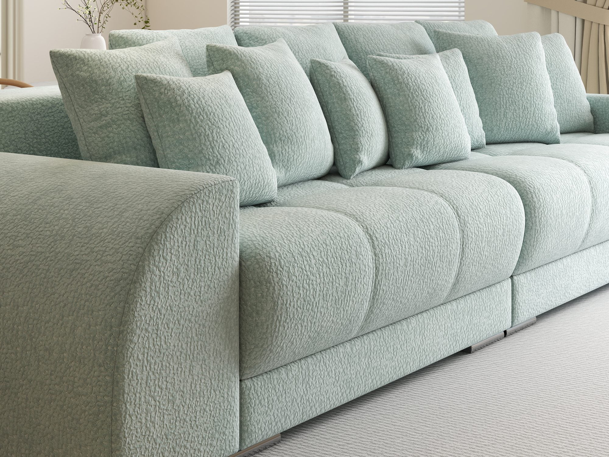Canapea extensibilă dumonde cu 2 lăzi de depozitare si sezut confortabil din spuma high-density, Verona Jaguar Verde Mint 16 310x100 cm