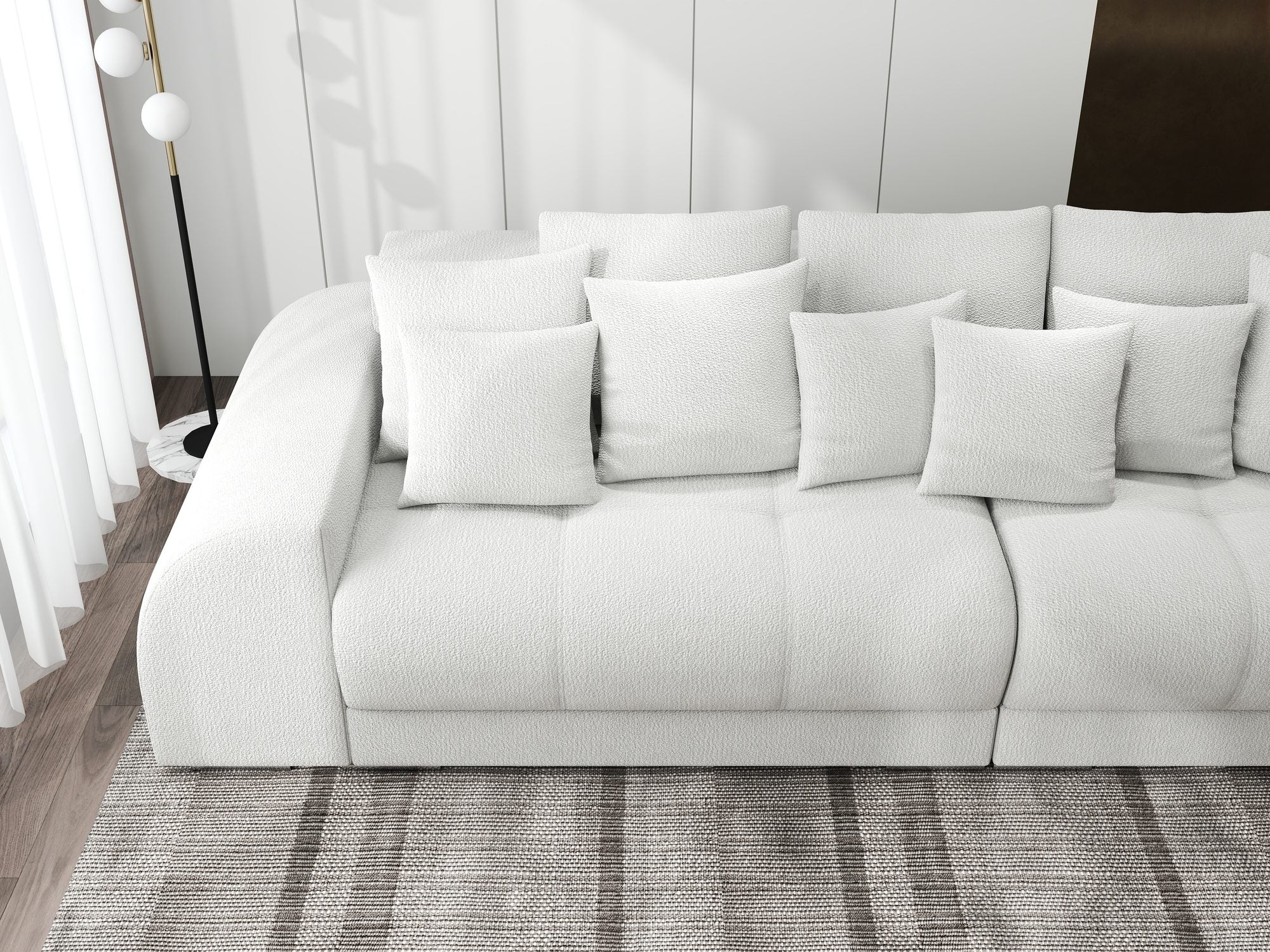 Canapea extensibilă dumonde cu 2 lăzi de depozitare si sezut confortabil din spuma high-density, Verona Vibe Bej 03 310x100 cm