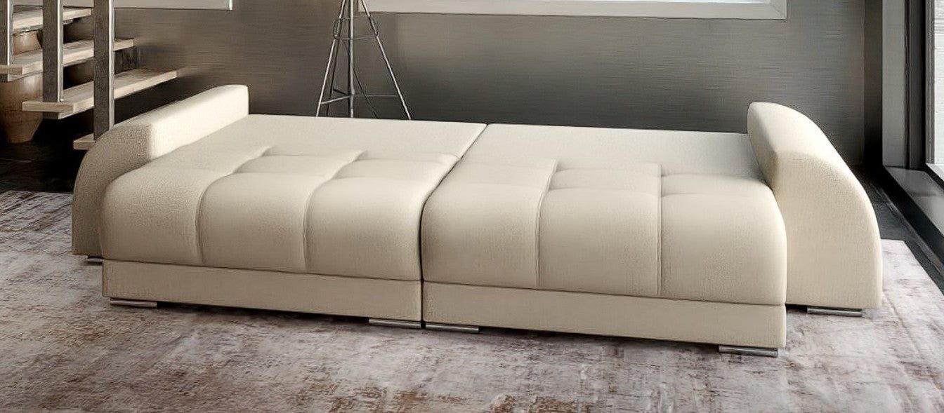 Canapea extensibilă dumonde cu 2 lăzi de depozitare si sezut confortabil din spuma high-density, Verona Tilia Gri- Bej 11 310x100 cm