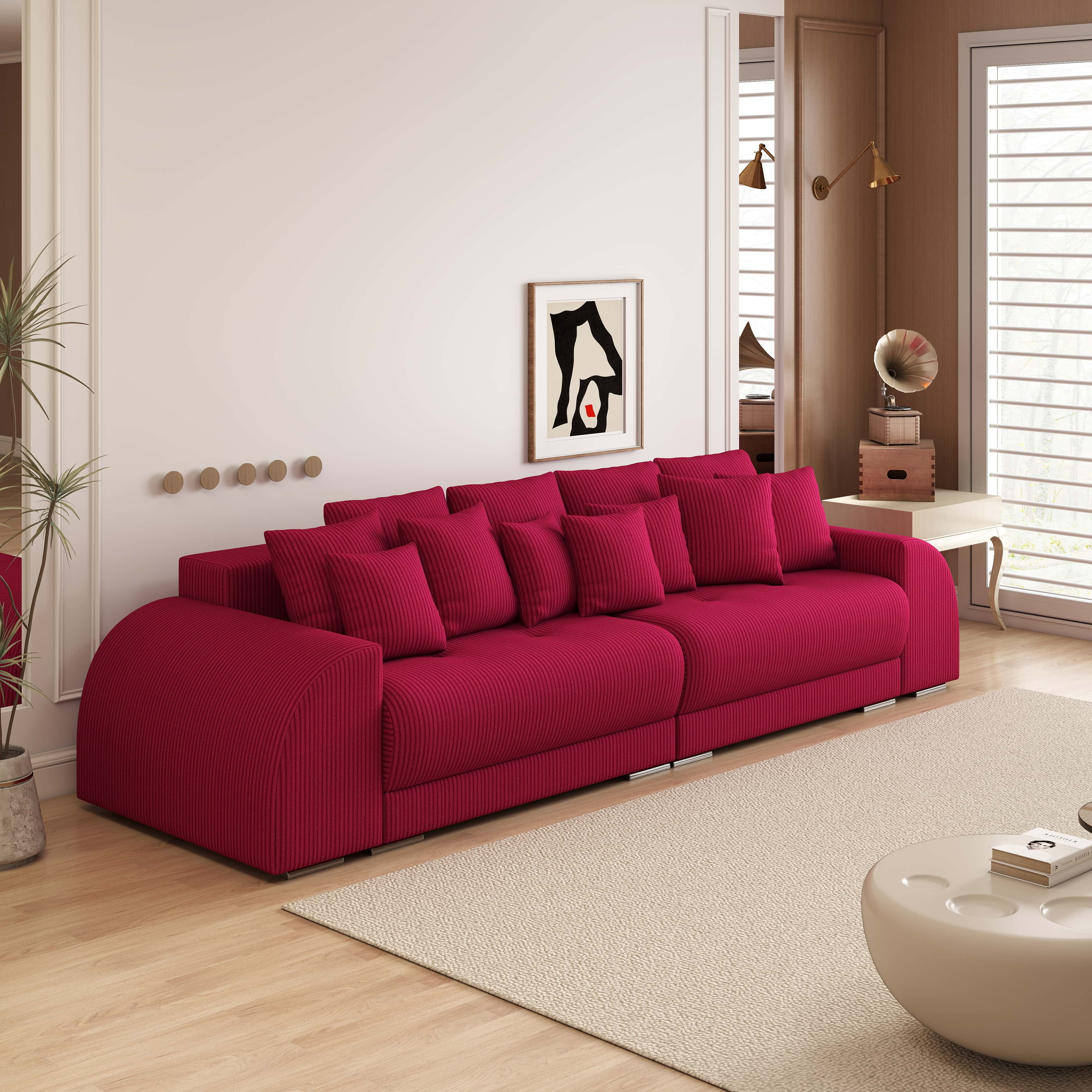 Canapea extensibilă dumonde cu 2 lăzi de depozitare si sezut confortabil din spuma HR, Verona Zoom Red 310x100 cm Fabrica
