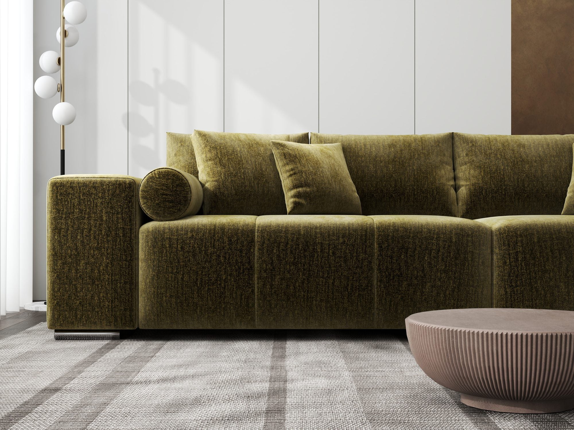Canapea extensibilă dumonde cu ladă de depozitare si sezut confortabil din spuma high-density, Marbela XXL Monolith Verde Olive 38 290x100 cm