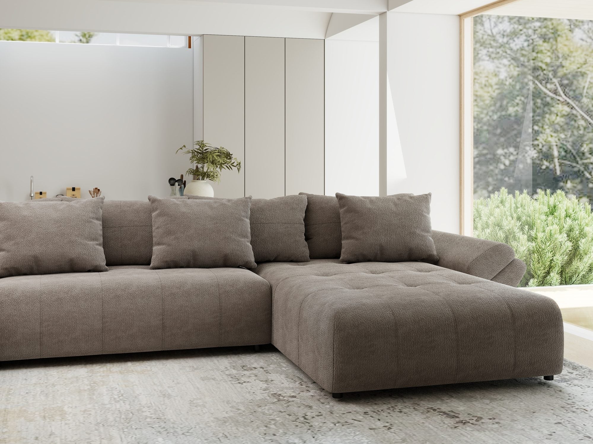 Colțar extensibil dumonde cu ladă de depozitare si sezut confortabil din spuma high-density, Berlin U Vibe Maro 21 380x180 cm