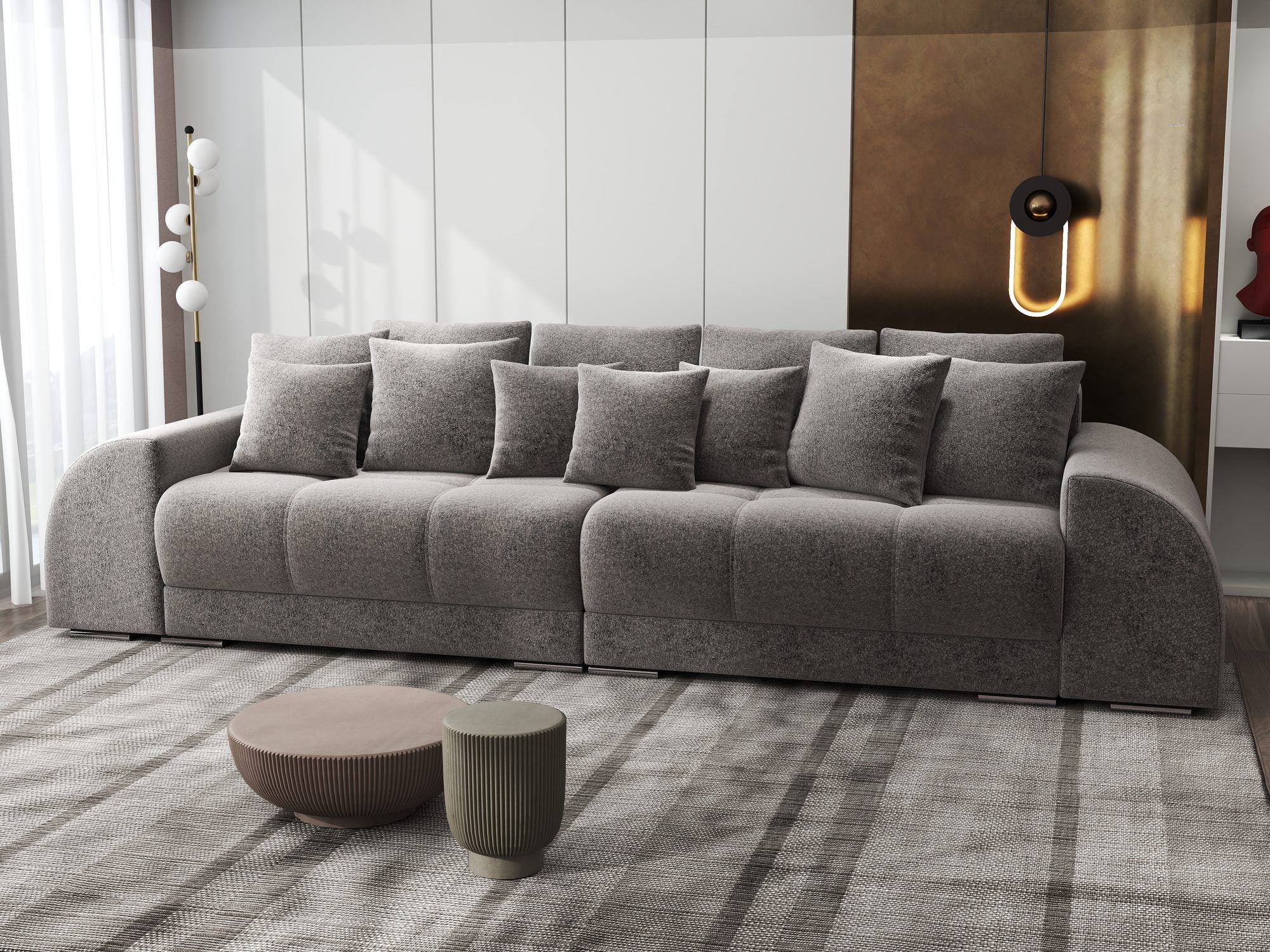 Canapea extensibilă dumonde cu 2 lăzi de depozitare si sezut confortabil din spuma high-density, Verona Monte Gri 16 310x100 cm