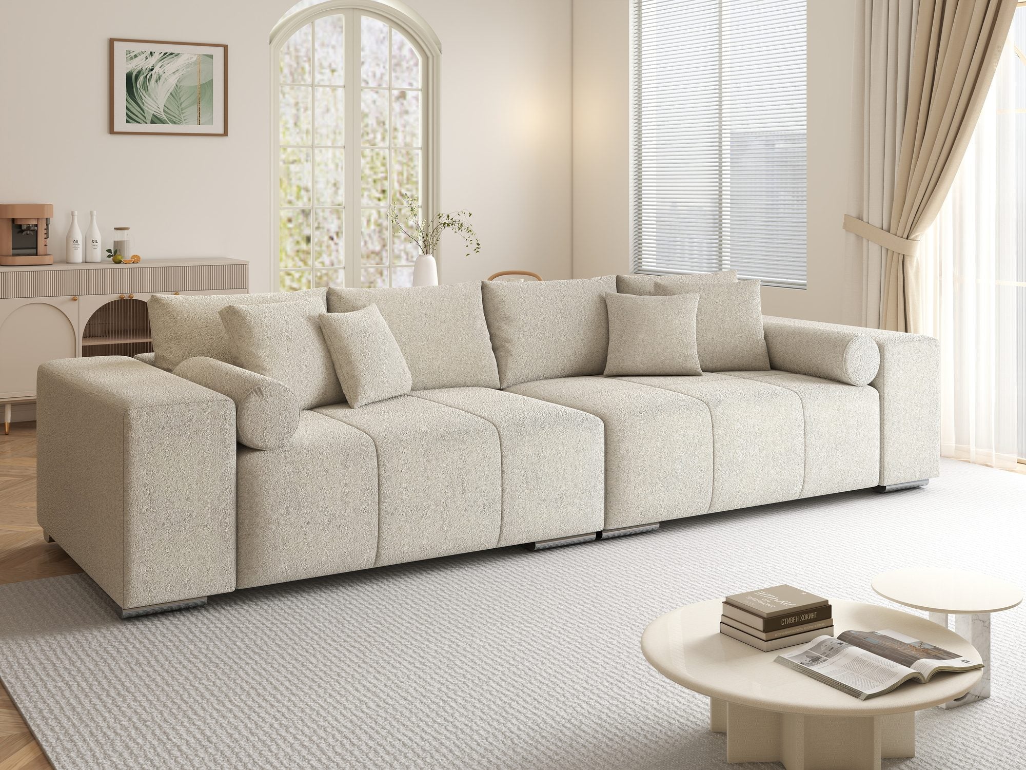 Canapea extensibilă dumonde cu ladă de depozitare si sezut confortabil din spuma high-density, Marbela XXL Monte Bej 03 290x100 cm