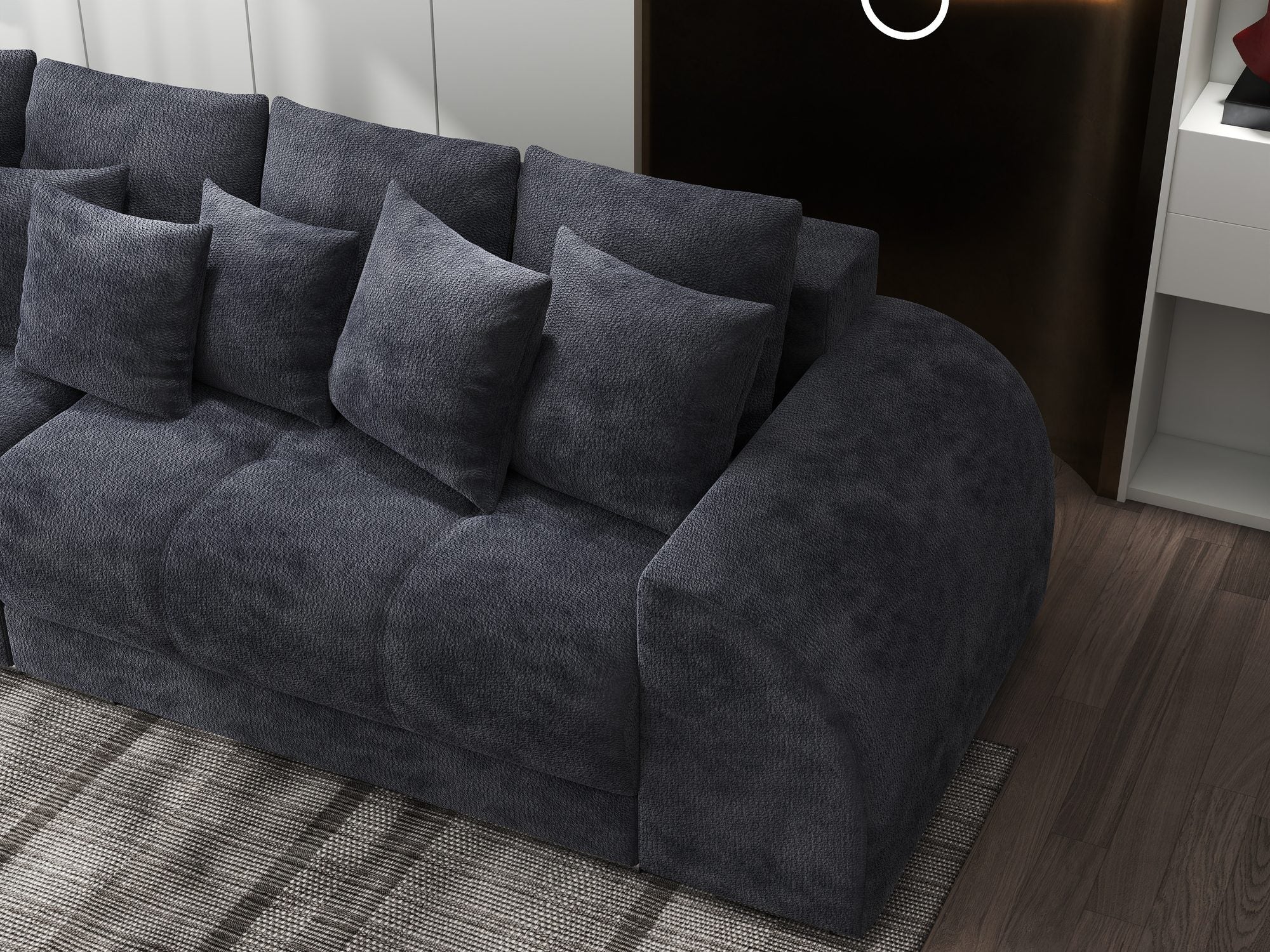 Canapea extensibilă dumonde cu 2 lăzi de depozitare si sezut confortabil din spuma high-density, Verona Vibe Gri Antracit 97 310x100 cm