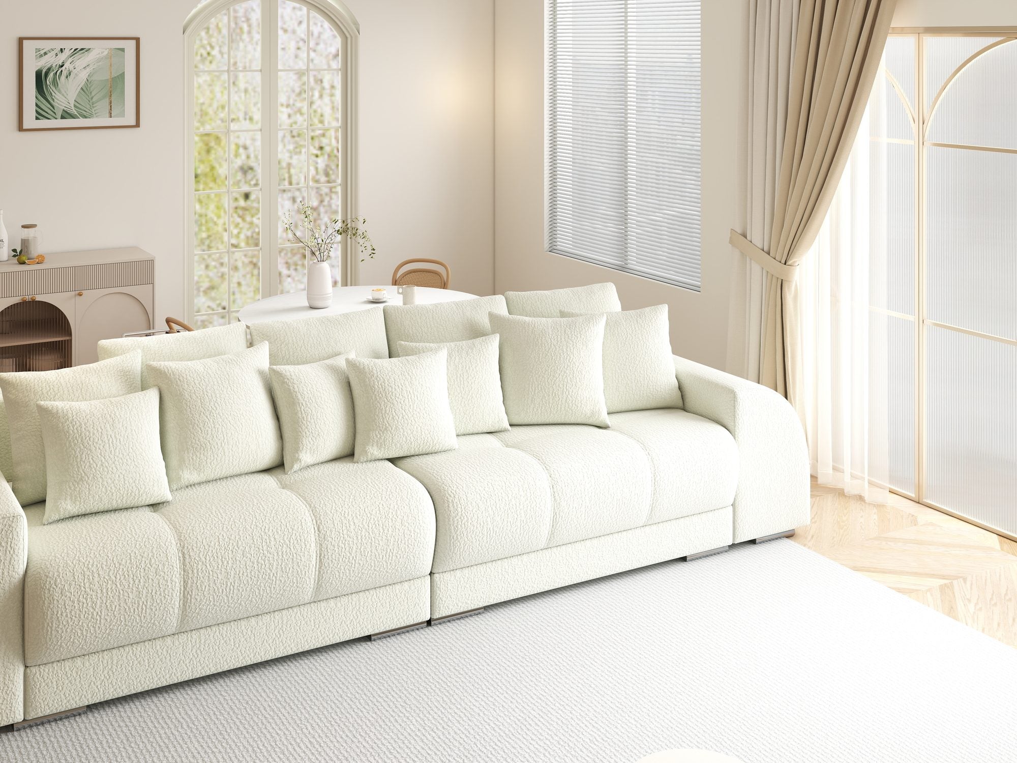 Canapea extensibilă dumonde cu 2 lăzi de depozitare si sezut confortabil din spuma high-density, Verona Jaguar Ivory 1 310x100 cm