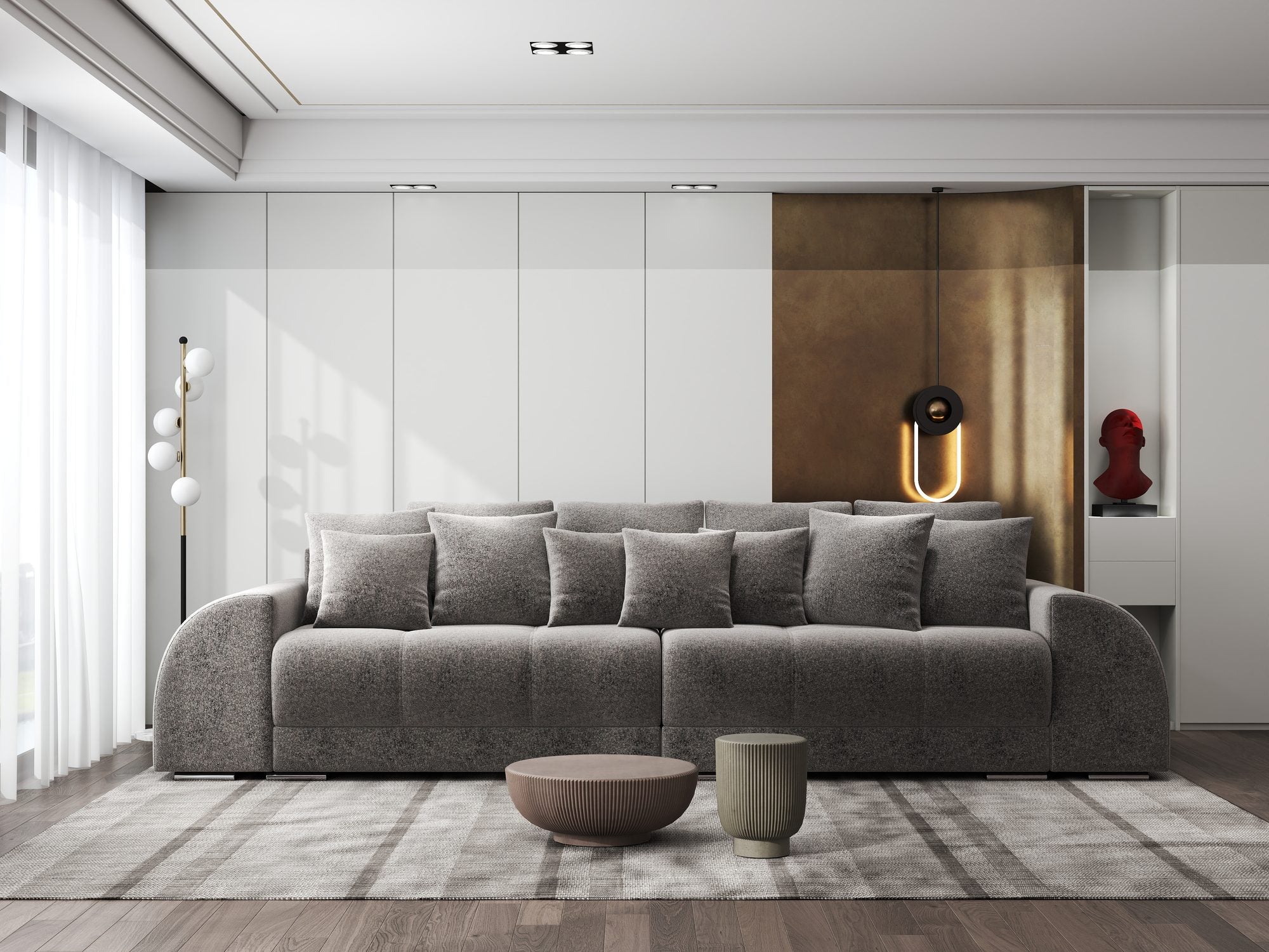 Canapea extensibilă dumonde cu 2 lăzi de depozitare si sezut confortabil din spuma high-density, Verona Monte Gri 16 310x100 cm