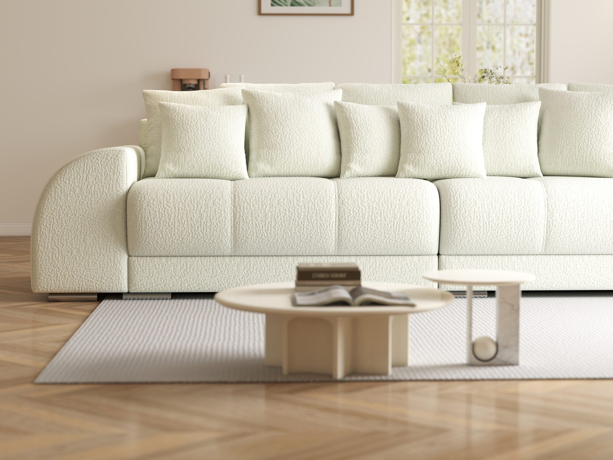 Canapea extensibilă dumonde cu 2 lăzi de depozitare si sezut confortabil din spuma high-density, Verona Jaguar Ivory 1 310x100 cm