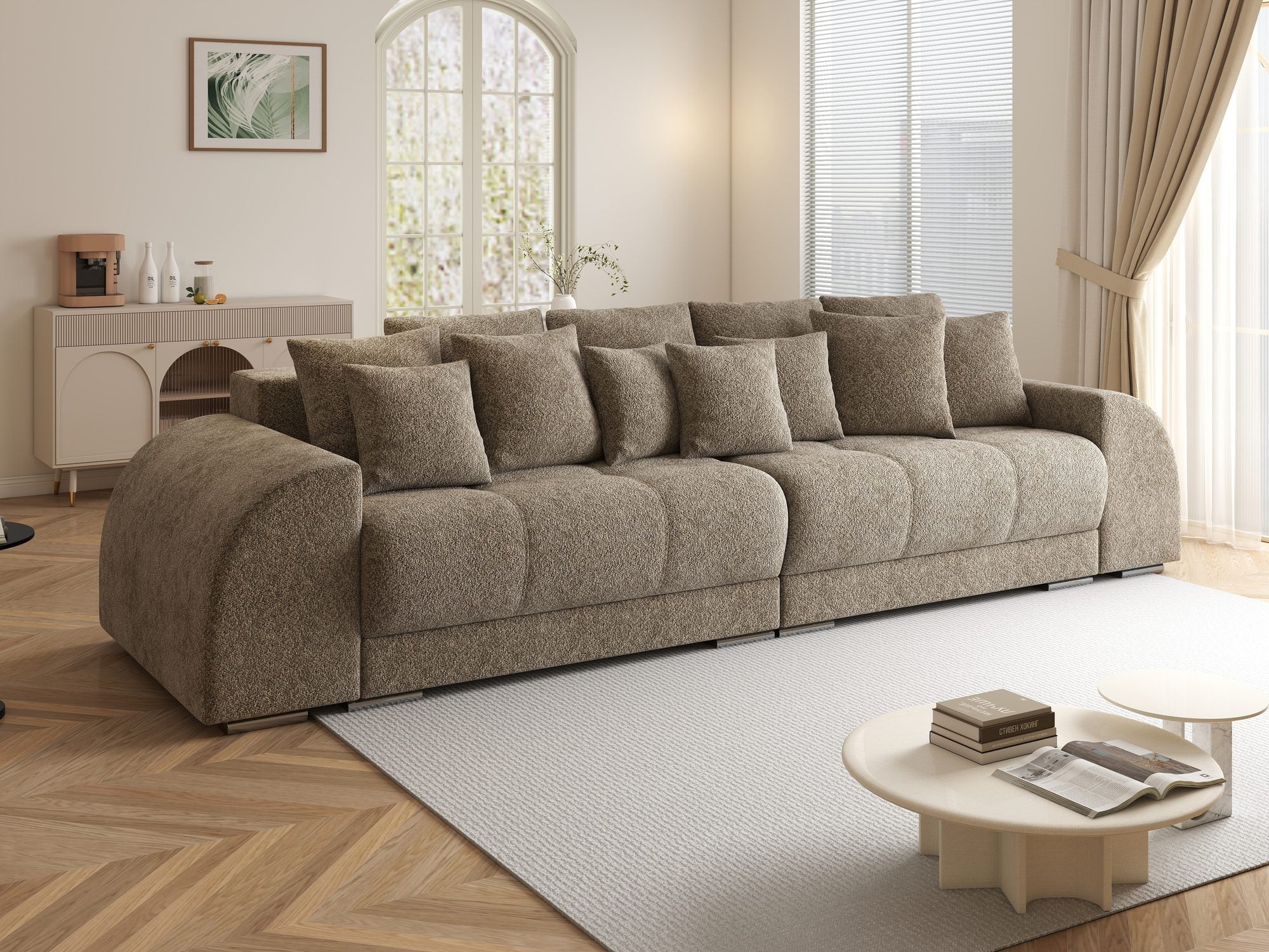 Canapea extensibilă dumonde cu 2 lăzi de depozitare si sezut confortabil din spuma high-density, Verona Arena Bej 4 310x100 cm