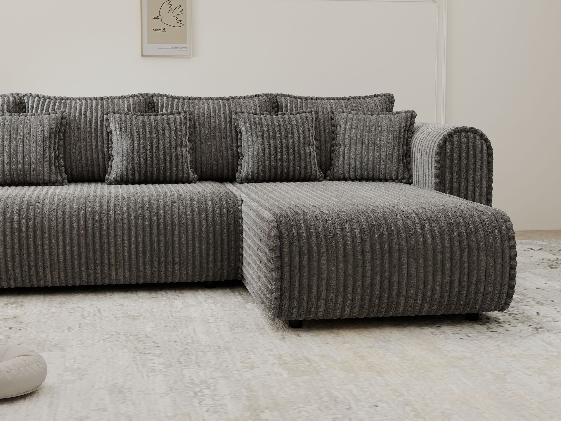 Colțar extensibil dumonde cu ladă de depozitare si sezut confortabil din spuma high-density, Monaco XL Tilia Grafit II 340x185 cm