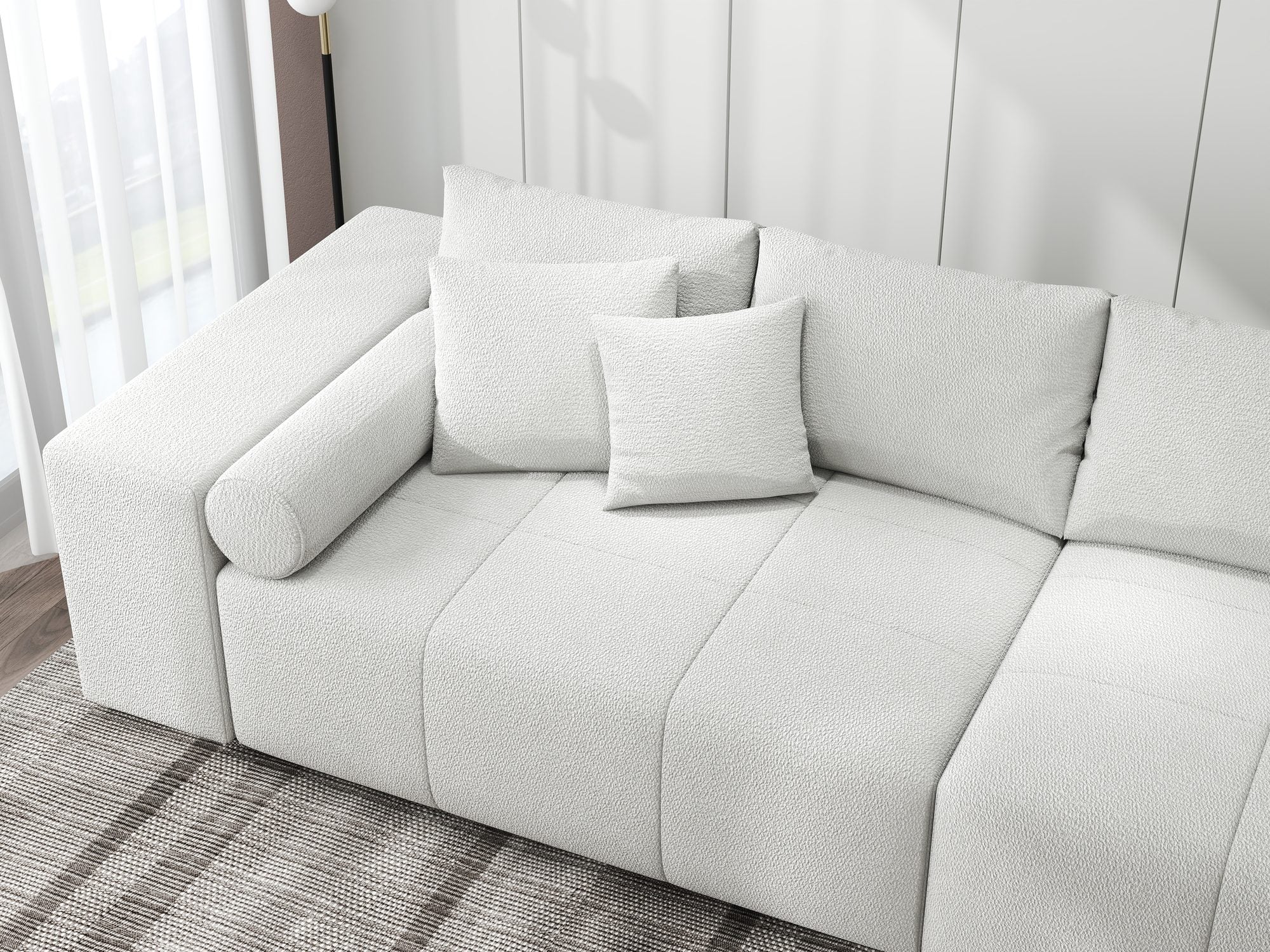Canapea extensibilă dumonde cu ladă de depozitare si sezut confortabil din spuma high-density, Marbela XXL Vibe Bej 03 290x100 cm