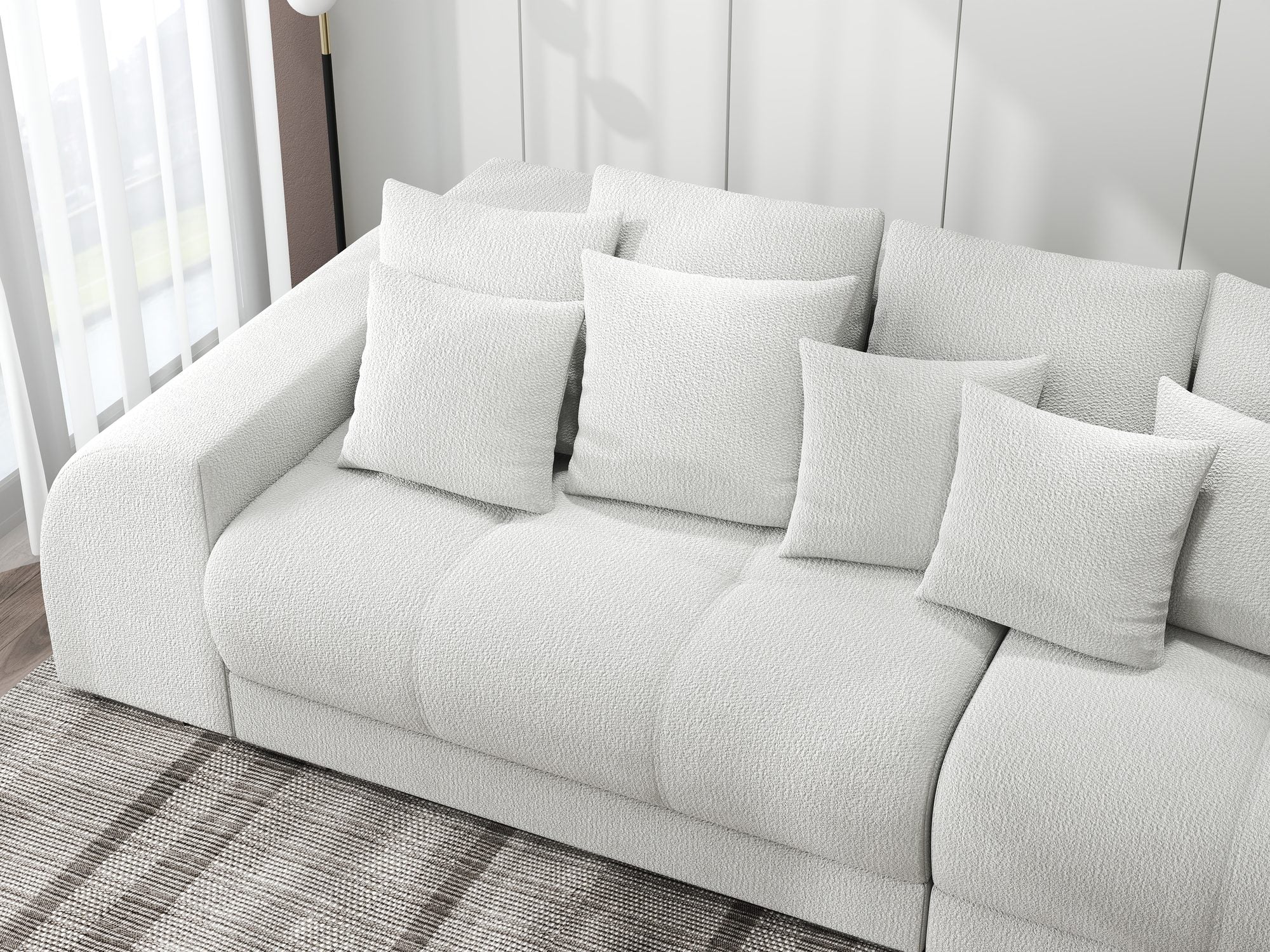 Canapea extensibilă dumonde cu 2 lăzi de depozitare si sezut confortabil din spuma high-density, Verona Vibe Bej 03 310x100 cm