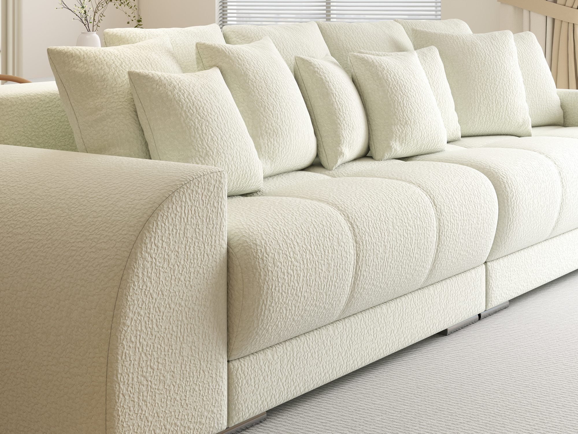 Canapea extensibilă dumonde cu 2 lăzi de depozitare si sezut confortabil din spuma high-density, Verona Jaguar Ivory 1 310x100 cm