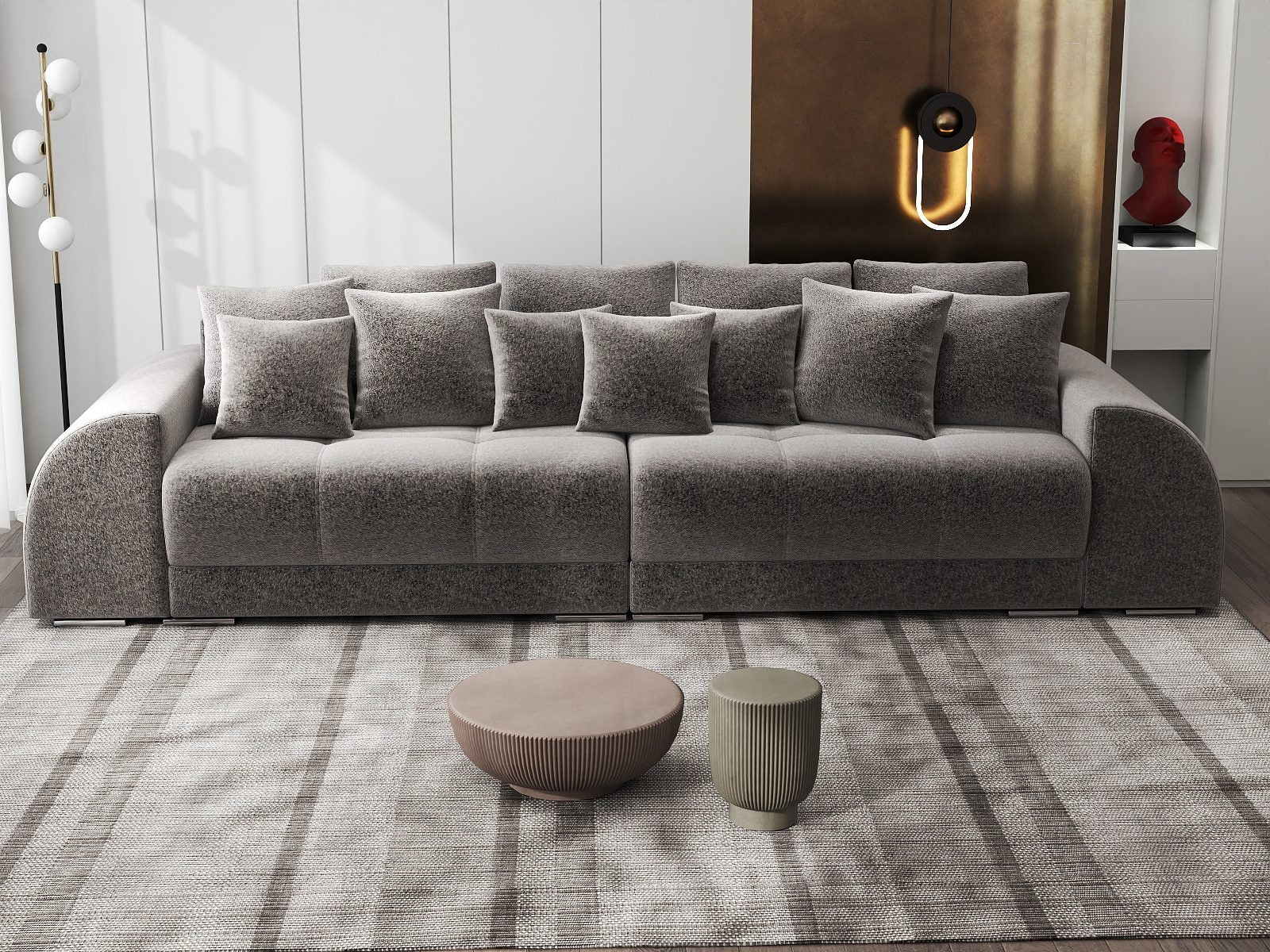 Canapea extensibilă dumonde cu 2 lăzi de depozitare si sezut confortabil din spuma high-density, Verona Monte Gri 16 310x100 cm