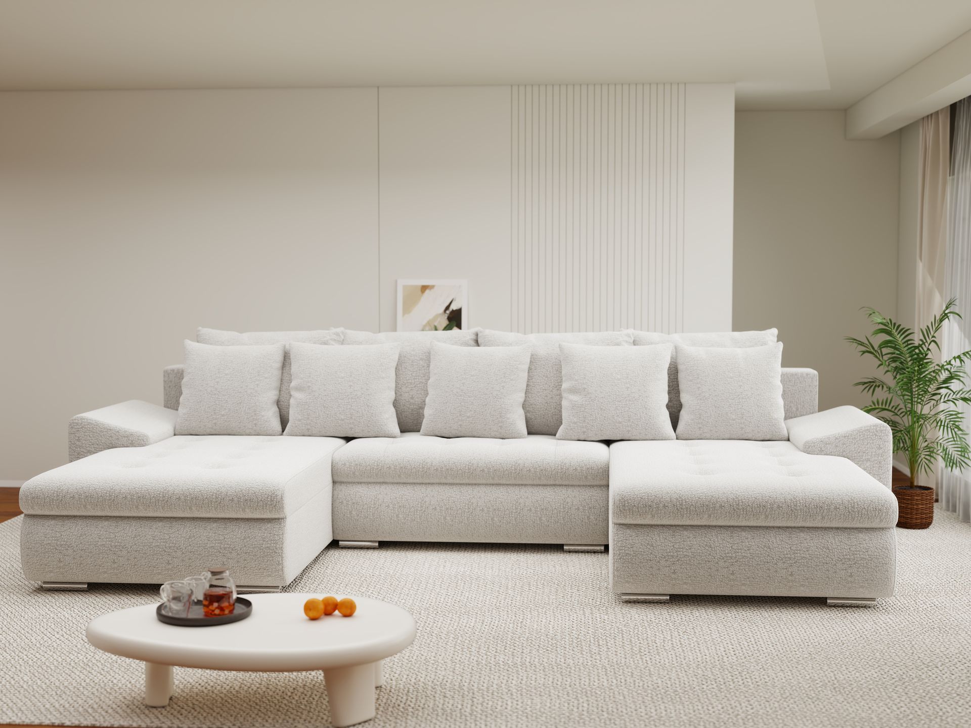 Colțar extensibil dumonde cu ladă de depozitare si sezut confortabil din spuma high-density, Leonardo U Jaguar Gri 19 360x185 cm