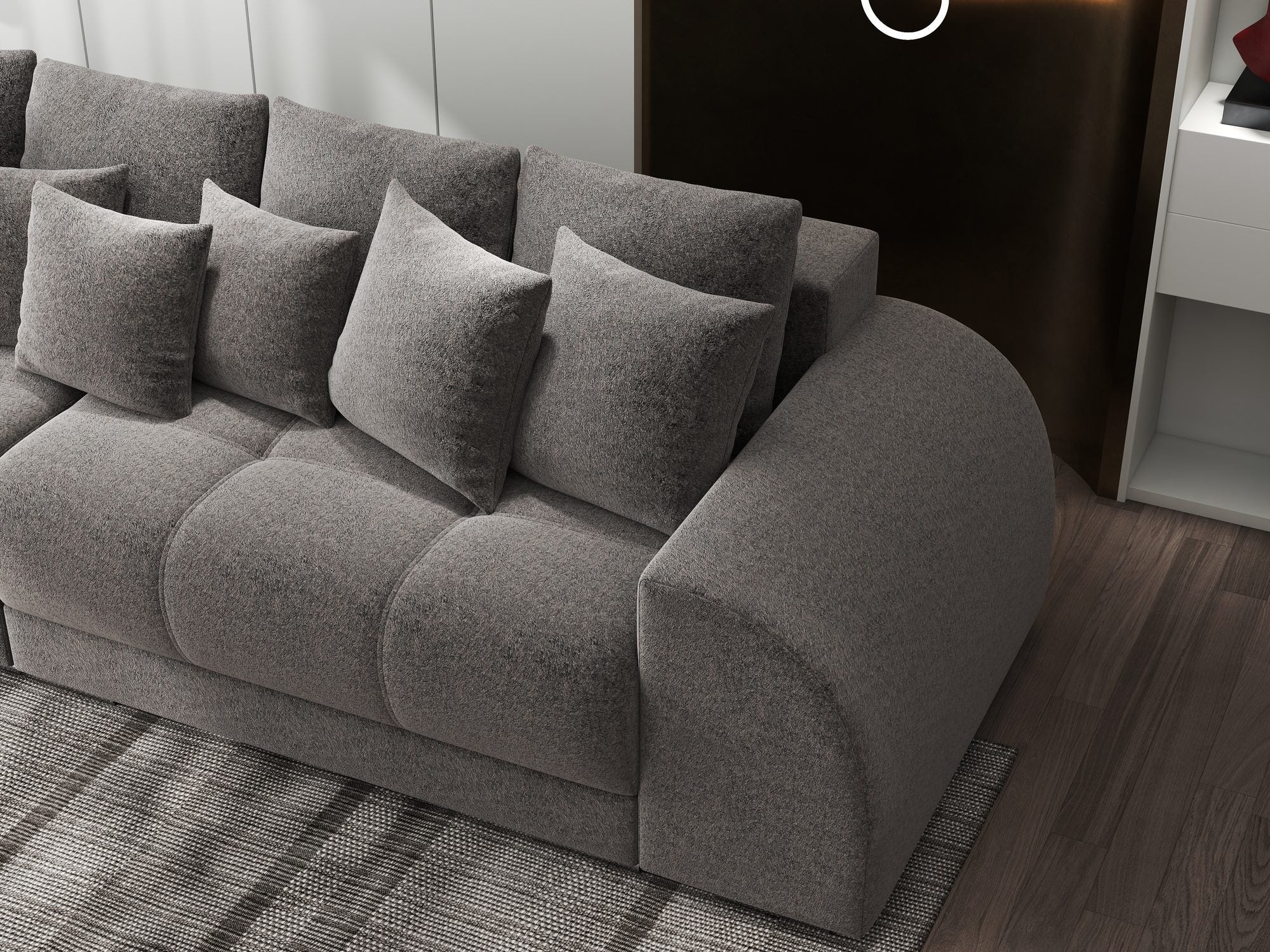 Canapea extensibilă dumonde cu 2 lăzi de depozitare si sezut confortabil din spuma high-density, Verona Monte Gri 16 310x100 cm