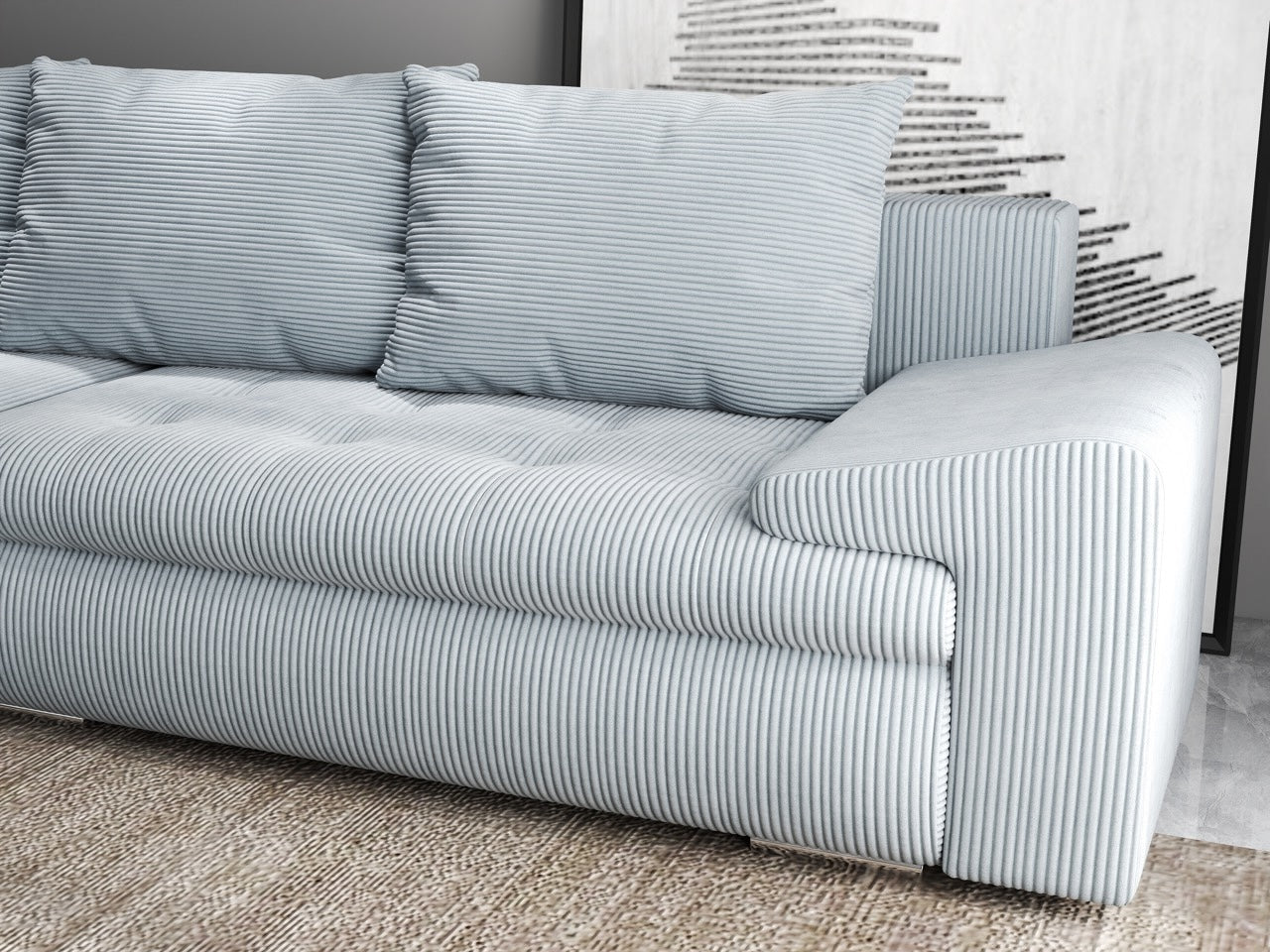 Colțar extensibil dumonde cu ladă de depozitare si sezut confortabil din spuma HR, Leonardo Zoom Grey 260x185 cm Fabrica
