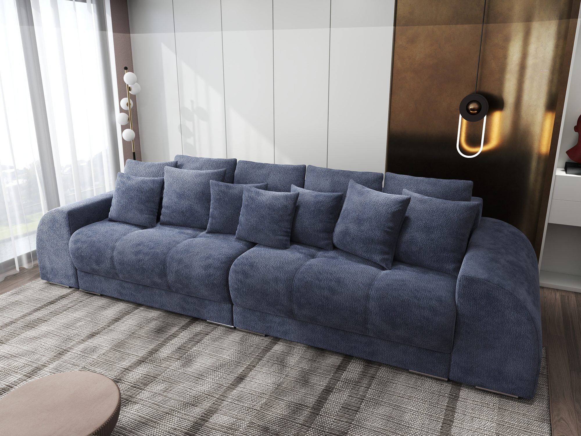 Canapea extensibilă dumonde cu 2 lăzi de depozitare si sezut confortabil din spuma high-density, Verona Vibe Albastru 79 310x100 cm