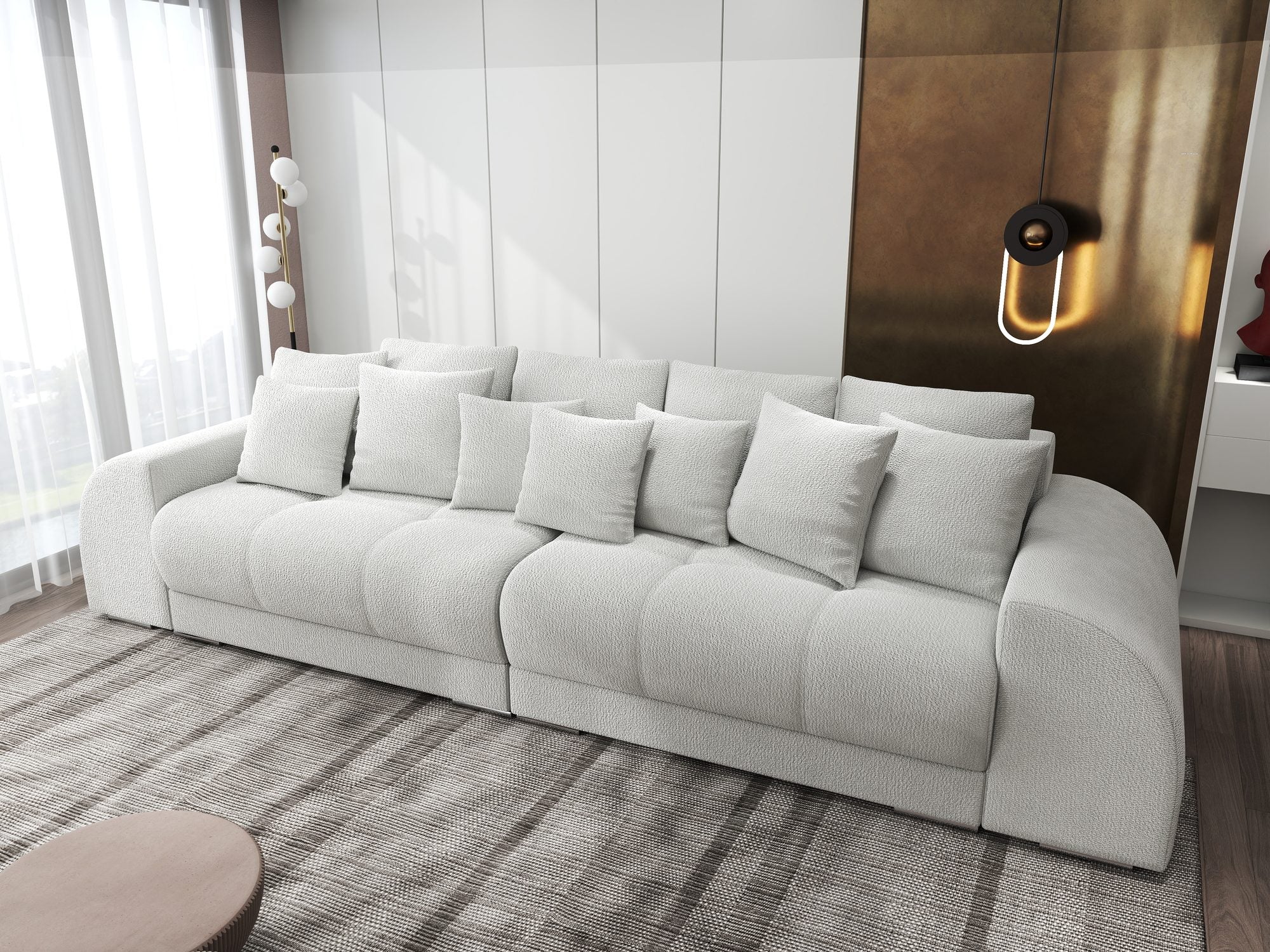 Canapea extensibilă dumonde cu 2 lăzi de depozitare si sezut confortabil din spuma high-density, Verona Vibe Bej 03 310x100 cm