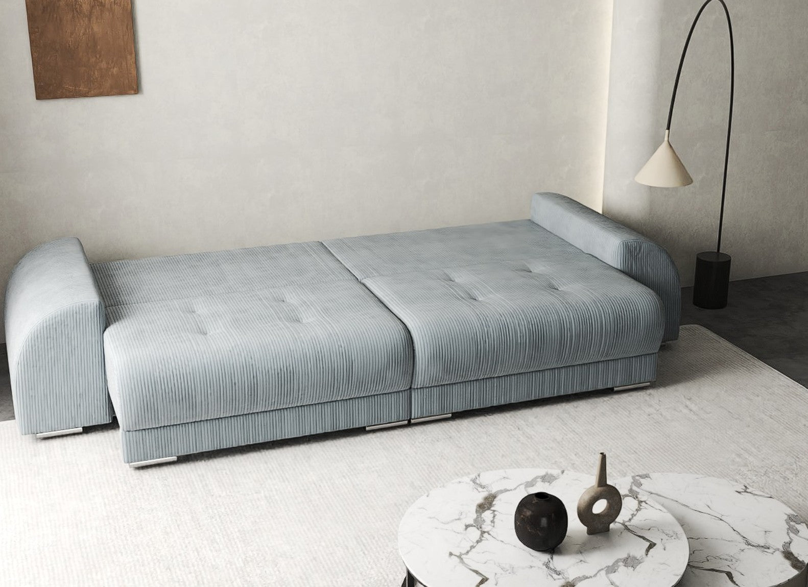 Canapea extensibilă dumonde cu 2 lăzi de depozitare si sezut confortabil din spuma HR, Verona Zoom Grey 310x100 cm Fabrica