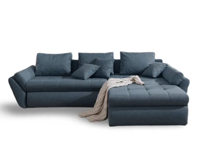 Colțar extensibil dumonde cu ladă de depozitare si sezut confortabil din spuma high-density, Loana Enjoy Blue II 270x185 cm