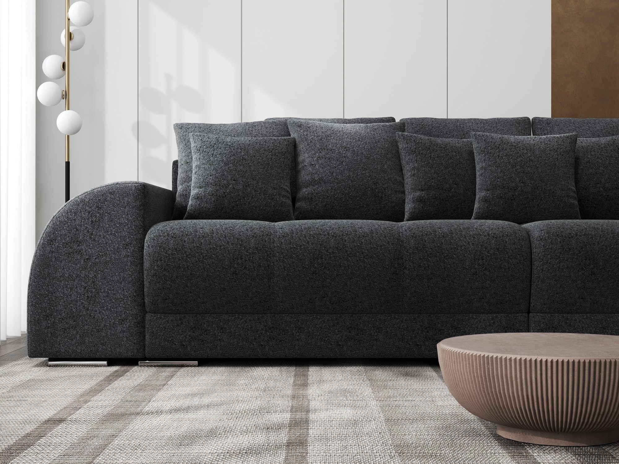 Canapea extensibilă dumonde cu 2 lăzi de depozitare si sezut confortabil din spuma high-density, Verona Monte Negru 99 310x100 cm