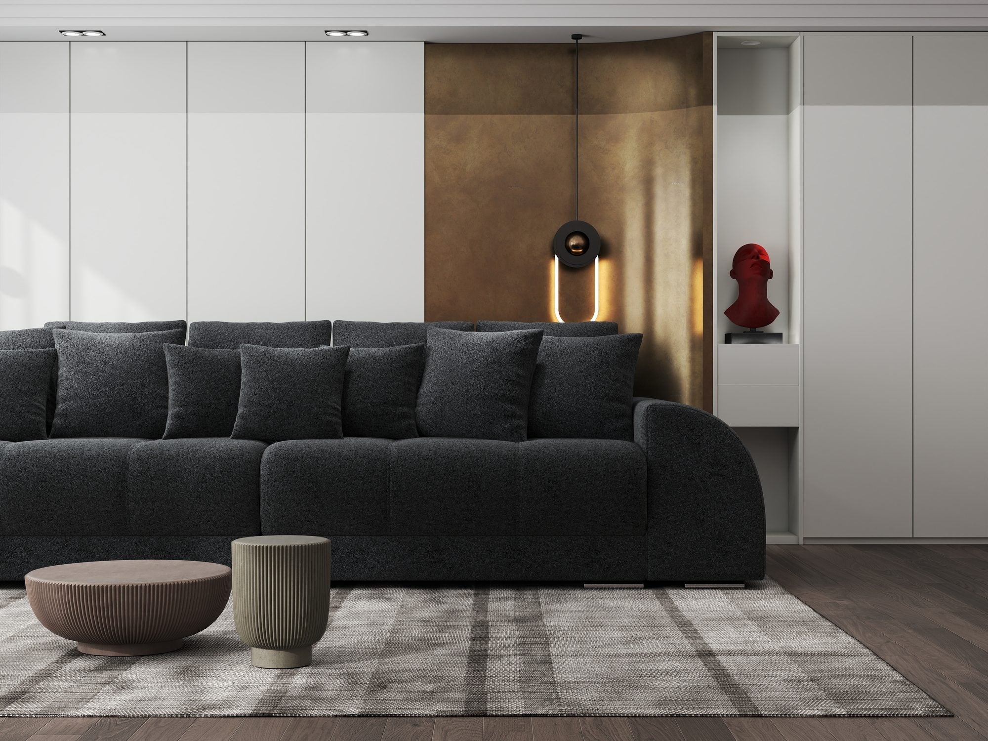 Canapea extensibilă dumonde cu 2 lăzi de depozitare si sezut confortabil din spuma high-density, Verona Monte Negru 99 310x100 cm