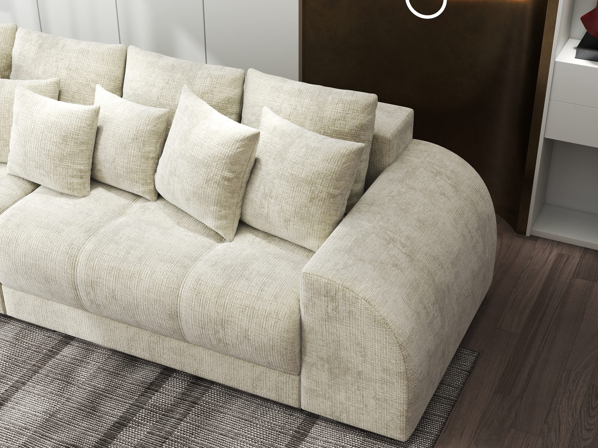 Canapea extensibilă dumonde cu 2 lăzi de depozitare si sezut confortabil din spuma high-density, Verona Cremona Alb 1 310x100 cm