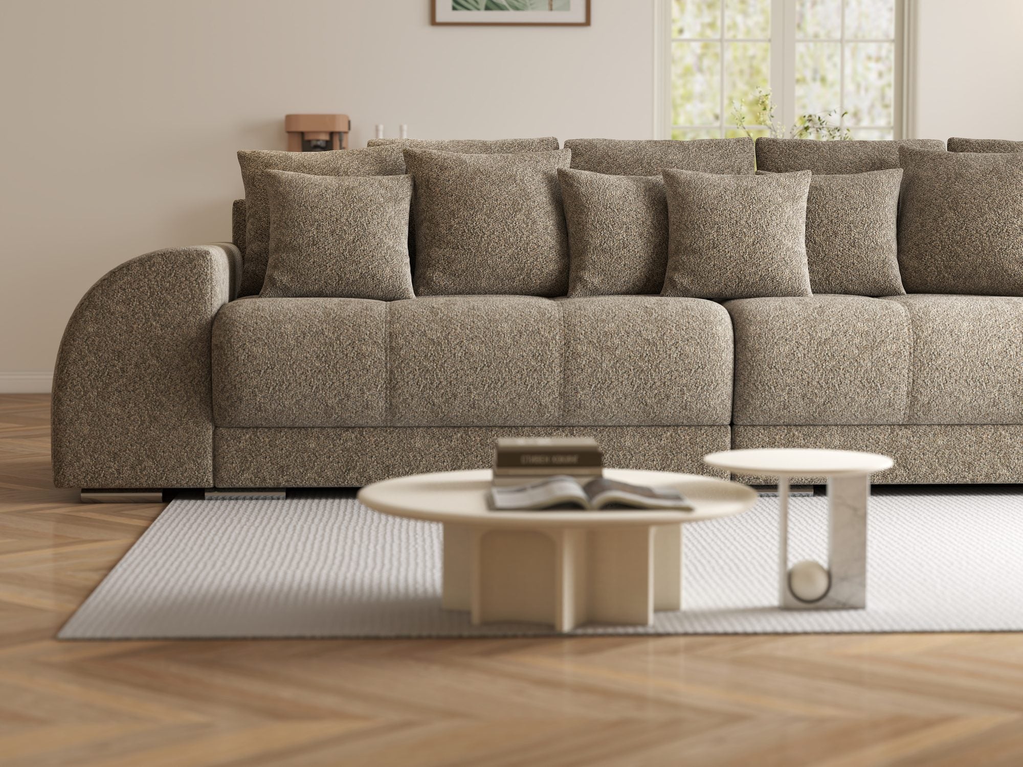 Canapea extensibilă dumonde cu 2 lăzi de depozitare si sezut confortabil din spuma high-density, Verona Arena Bej 4 310x100 cm