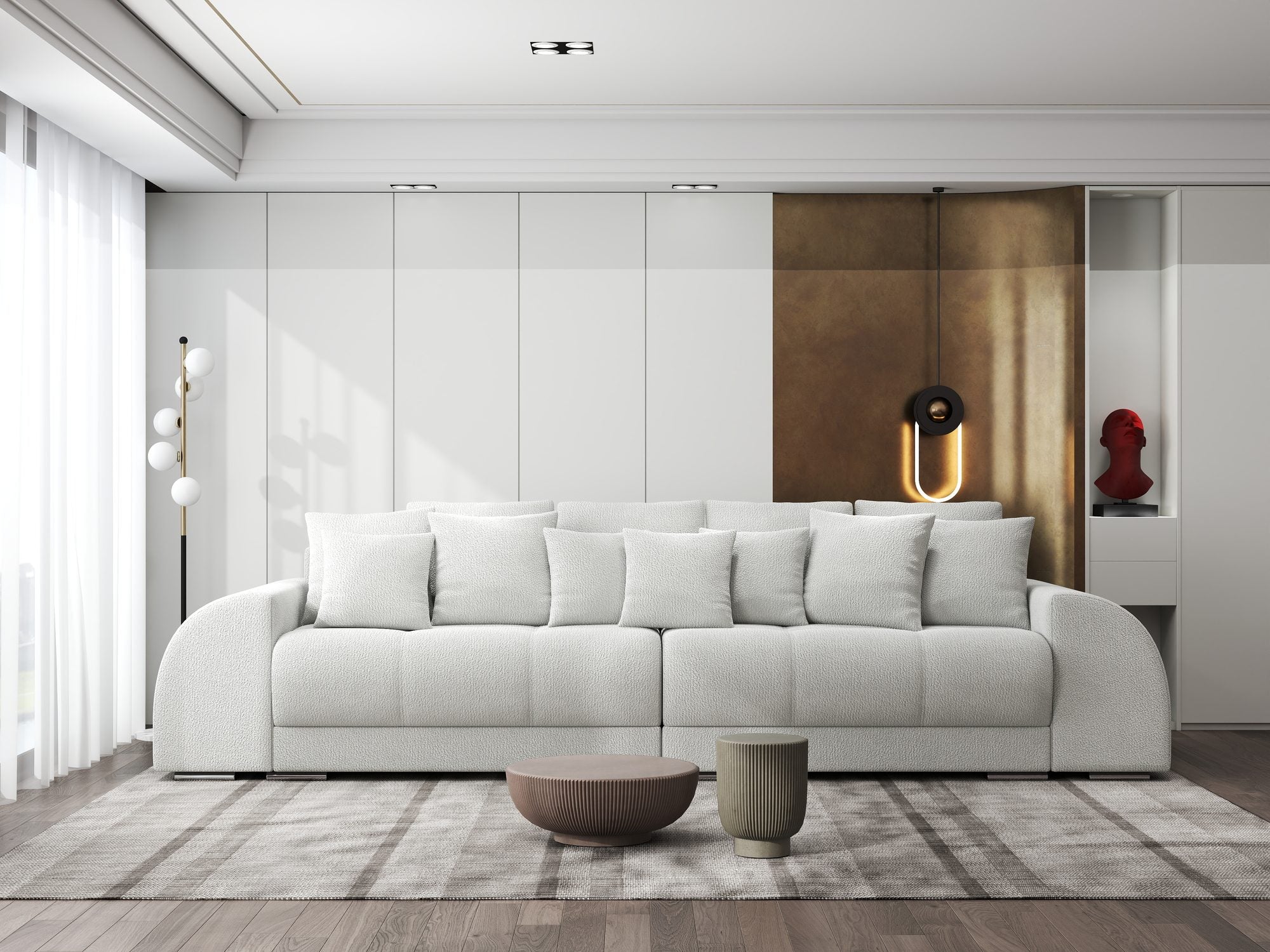Canapea extensibilă dumonde cu 2 lăzi de depozitare si sezut confortabil din spuma high-density, Verona Vibe Bej 03 310x100 cm