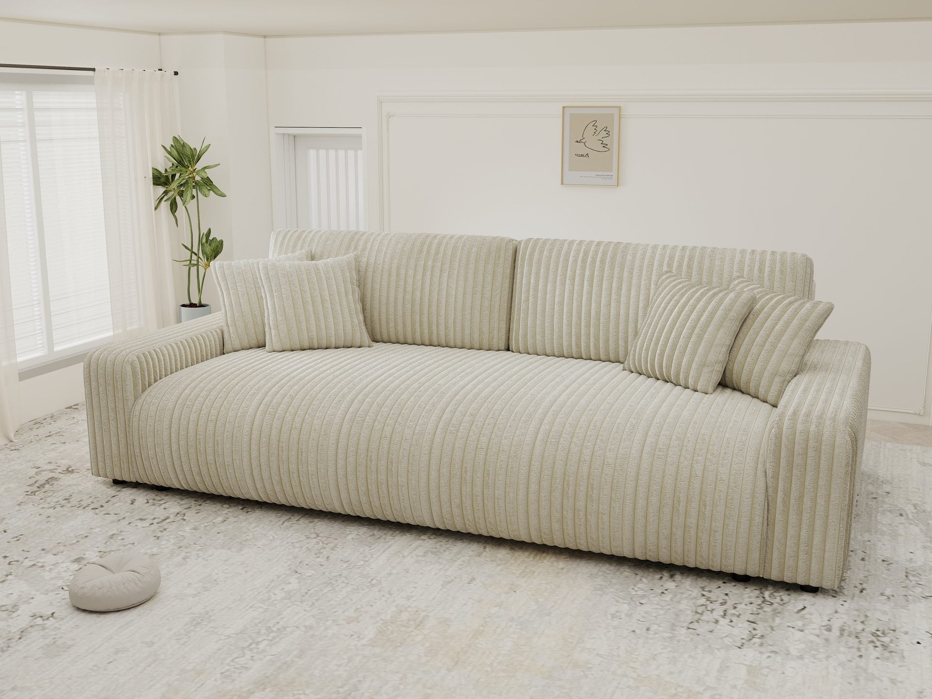 Dumonde kihúzható kanapé tárolórekesszel és kényelmes, nagy sűrűségű habszivacs ülőfelülettel, Sara Tilia bej 234x122 cm