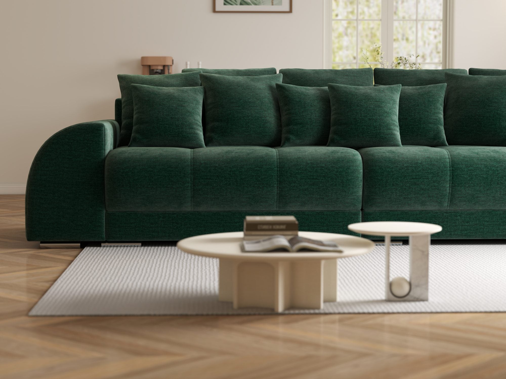 Canapea extensibilă dumonde cu 2 lăzi de depozitare si sezut confortabil din spuma high-density, Verona Monolith Verde 37 310x100 cm