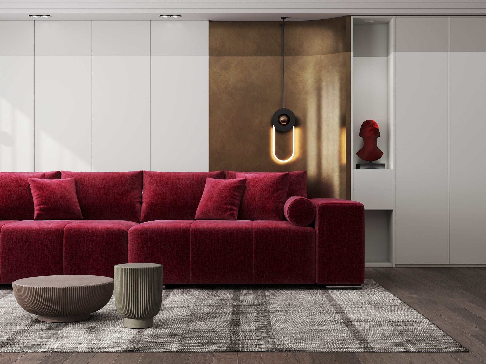 Canapea extensibilă dumonde cu ladă de depozitare si sezut confortabil din spuma high-density, Marbela XXL Monolith Rosu 59 290x100 cm