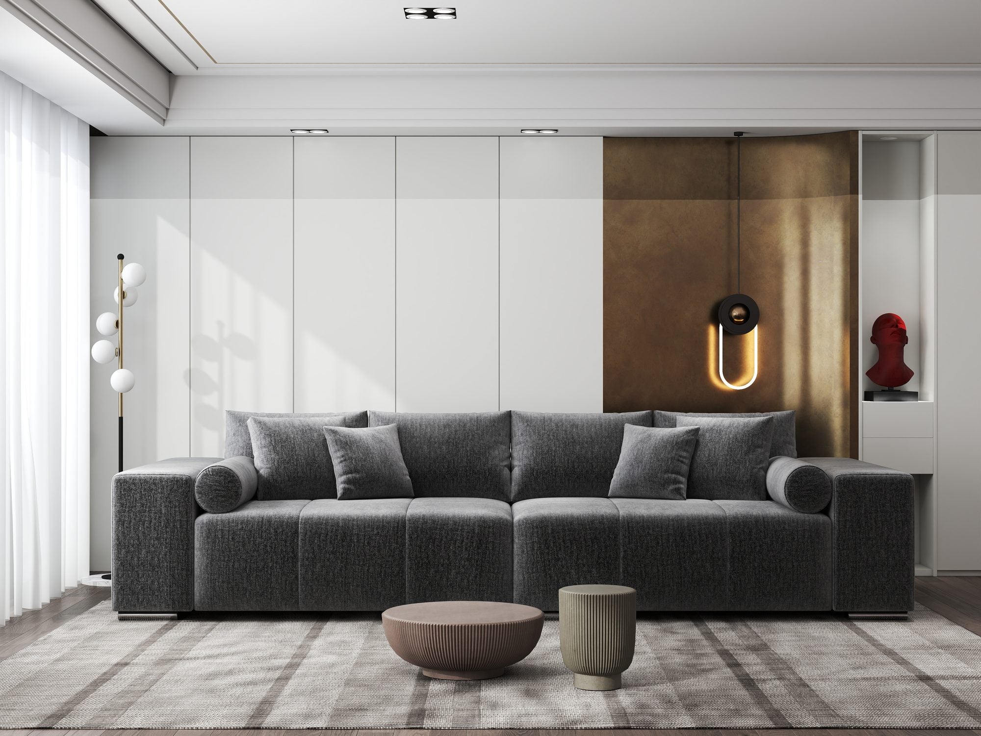 Canapea extensibilă dumonde cu ladă de depozitare si sezut confortabil din spuma high-density, Marbela XXL Monolith Gri Antracit 97 290x100 cm