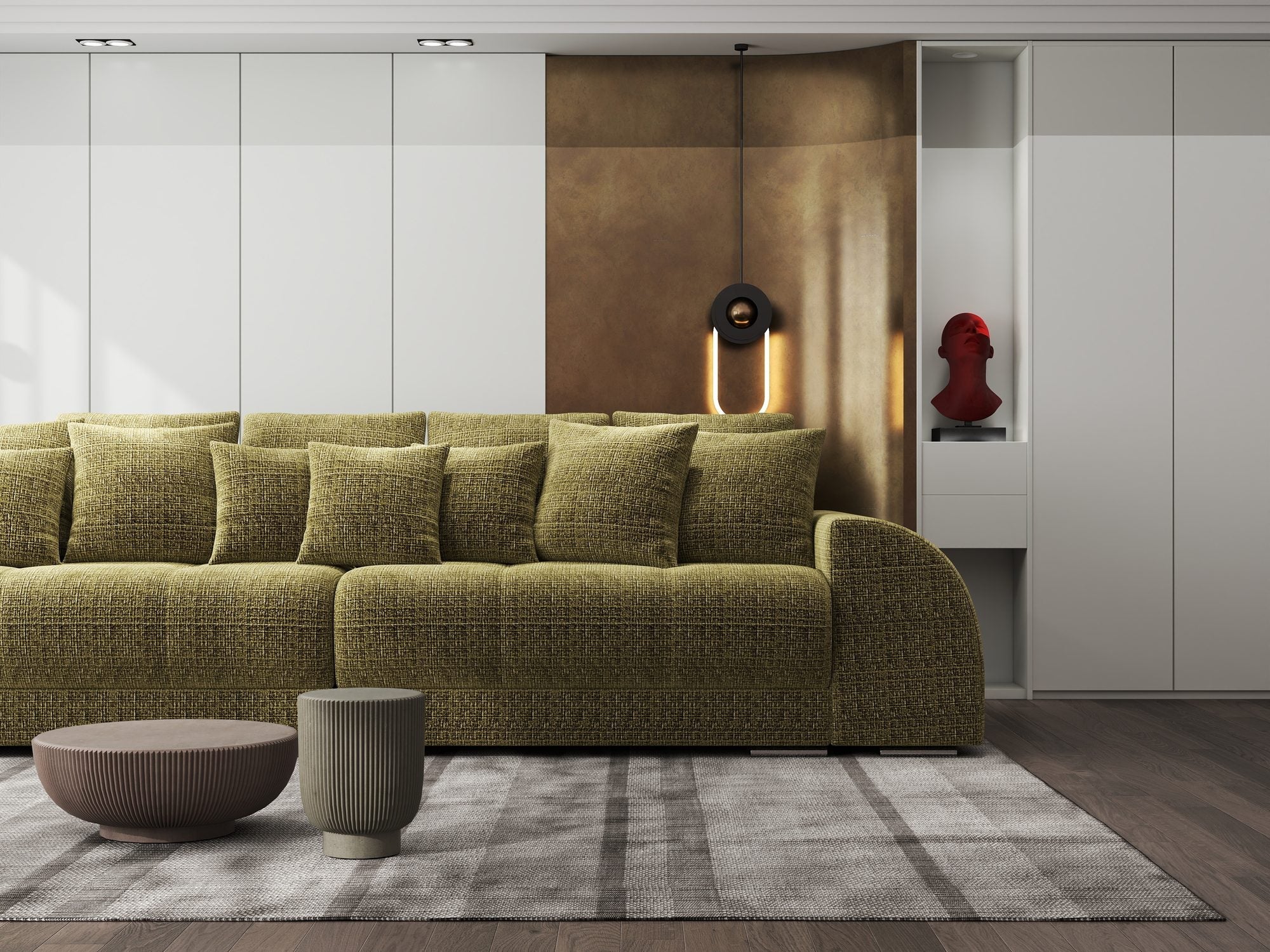 Canapea extensibilă dumonde cu 2 lăzi de depozitare si sezut confortabil din spuma high-density, Verona Cremona Olive 38 310x100 cm