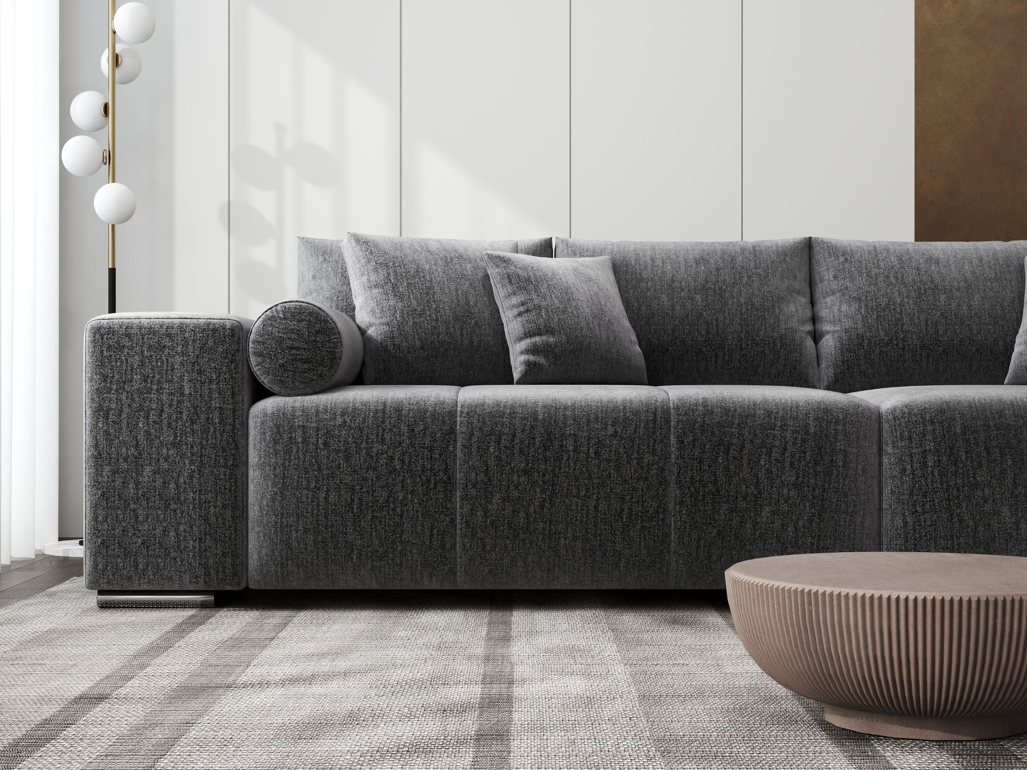 Canapea extensibilă dumonde cu ladă de depozitare si sezut confortabil din spuma high-density, Marbela XXL Monolith Gri Antracit 97 290x100 cm
