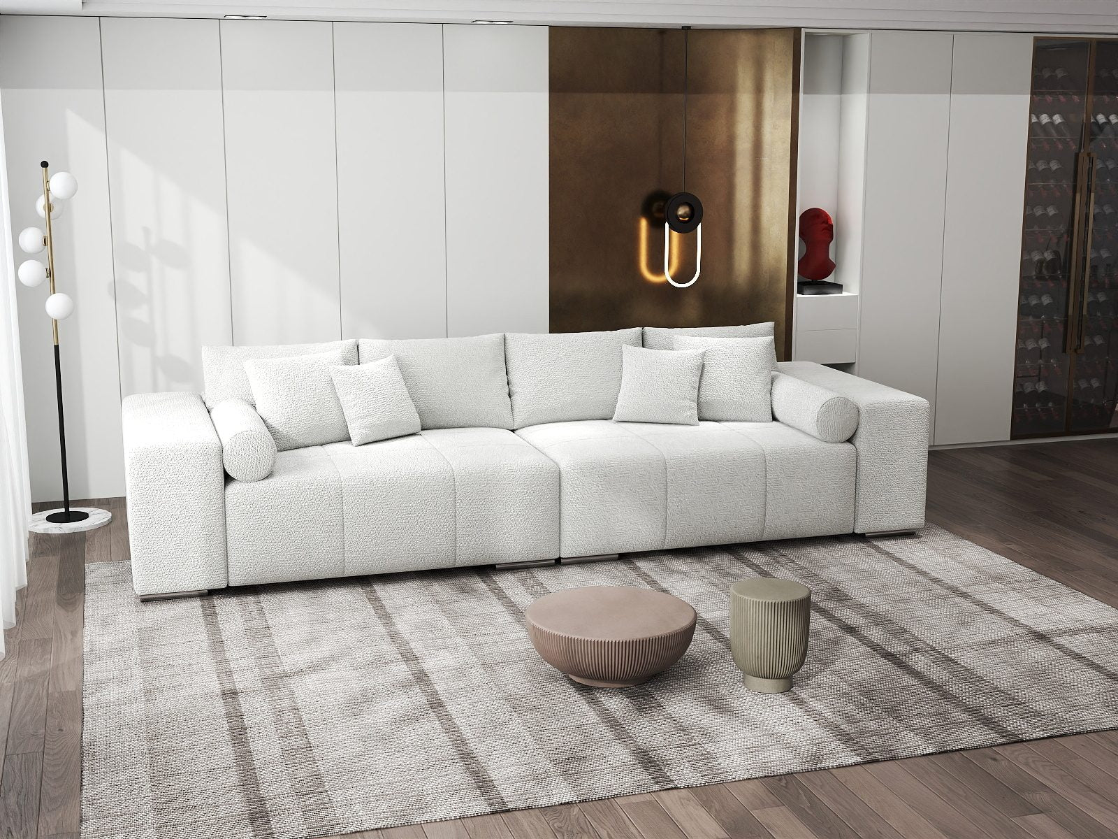 Canapea extensibilă dumonde cu ladă de depozitare si sezut confortabil din spuma high-density, Marbela XXL Vibe Bej 03 290x100 cm