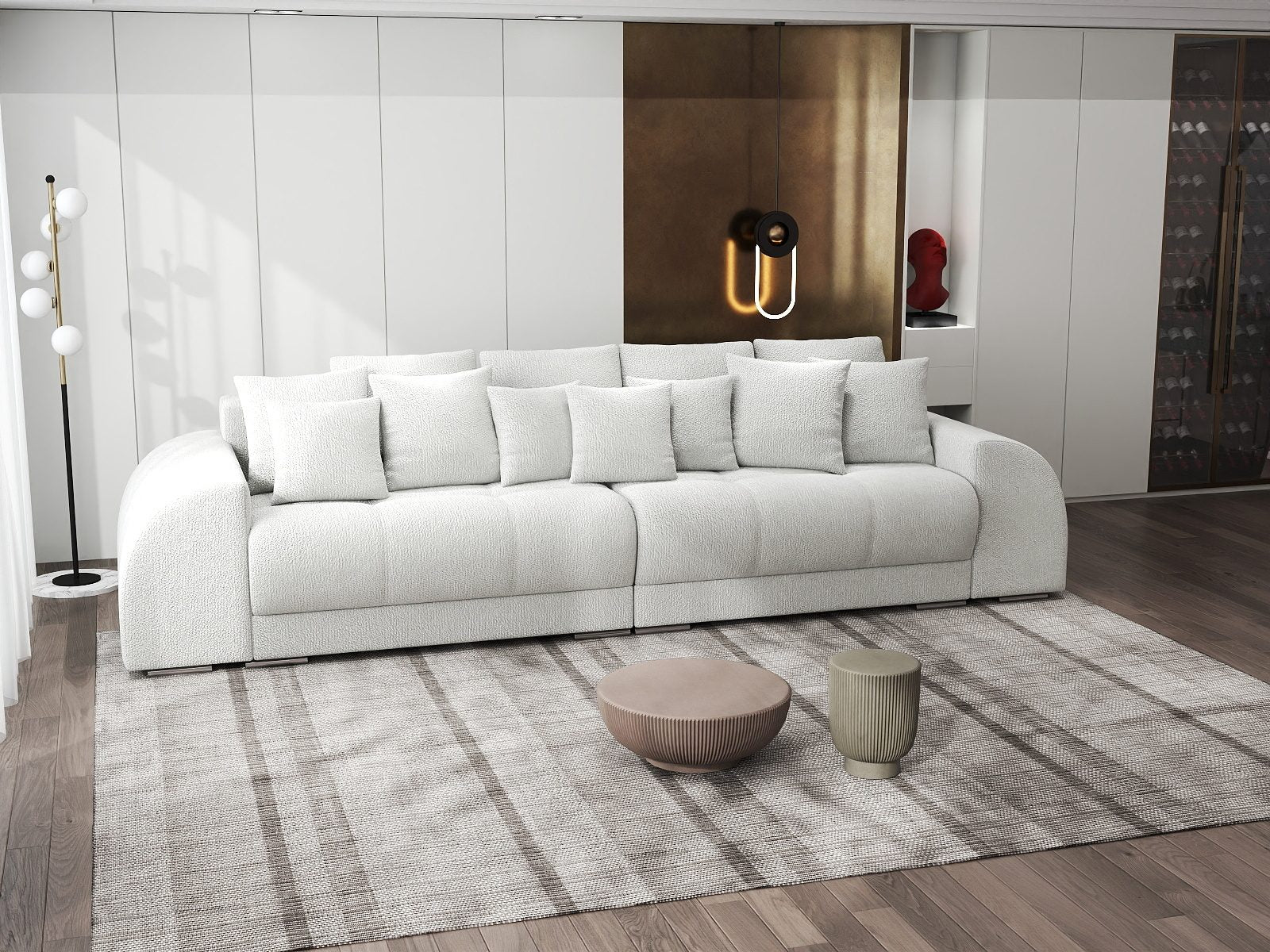 Canapea extensibilă dumonde cu 2 lăzi de depozitare si sezut confortabil din spuma high-density, Verona Vibe Bej 03 310x100 cm