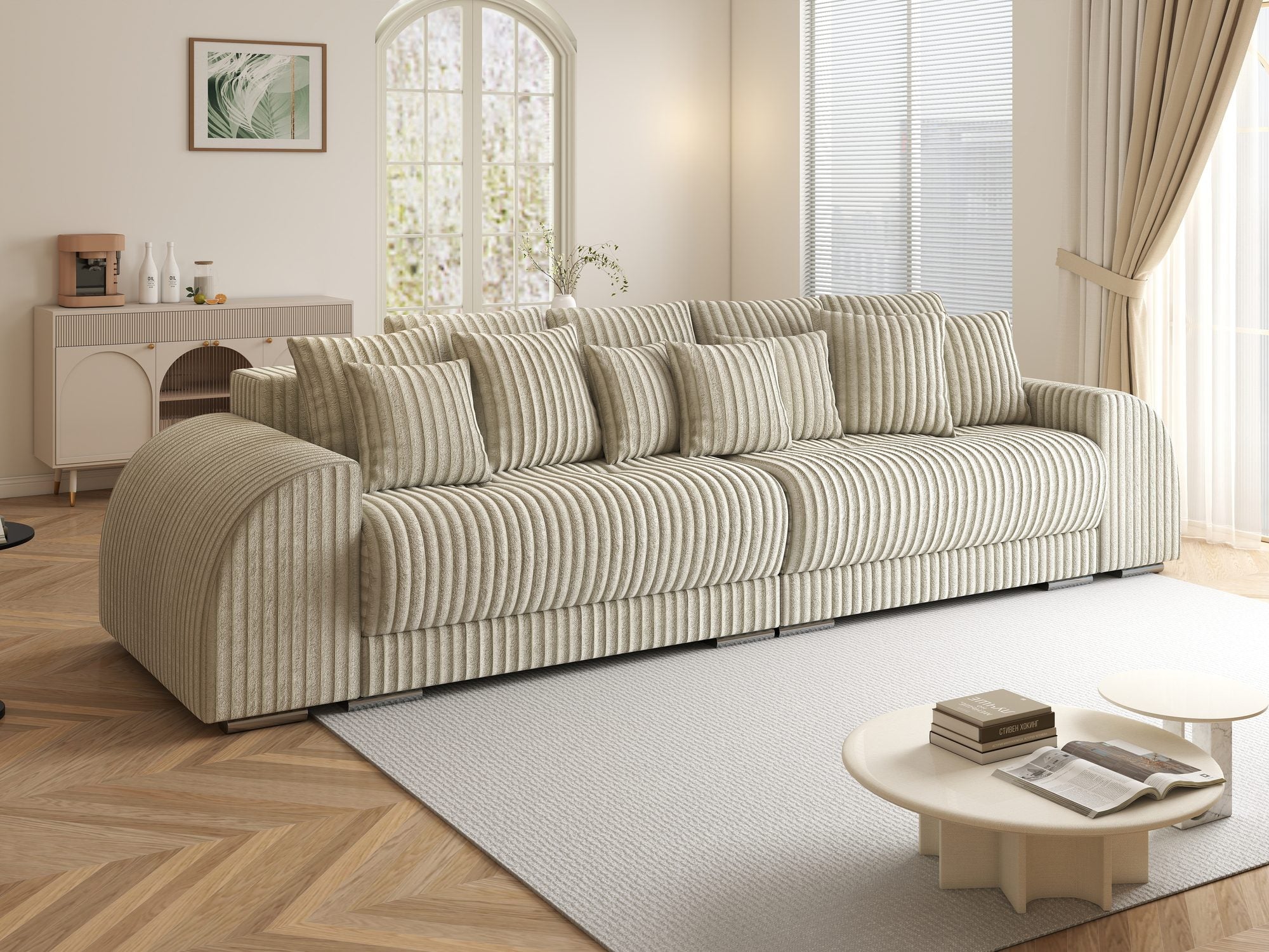 Canapea extensibilă dumonde cu 2 lăzi de depozitare si sezut confortabil din spuma high-density, Verona Tilia Bej 08 310x100 cm