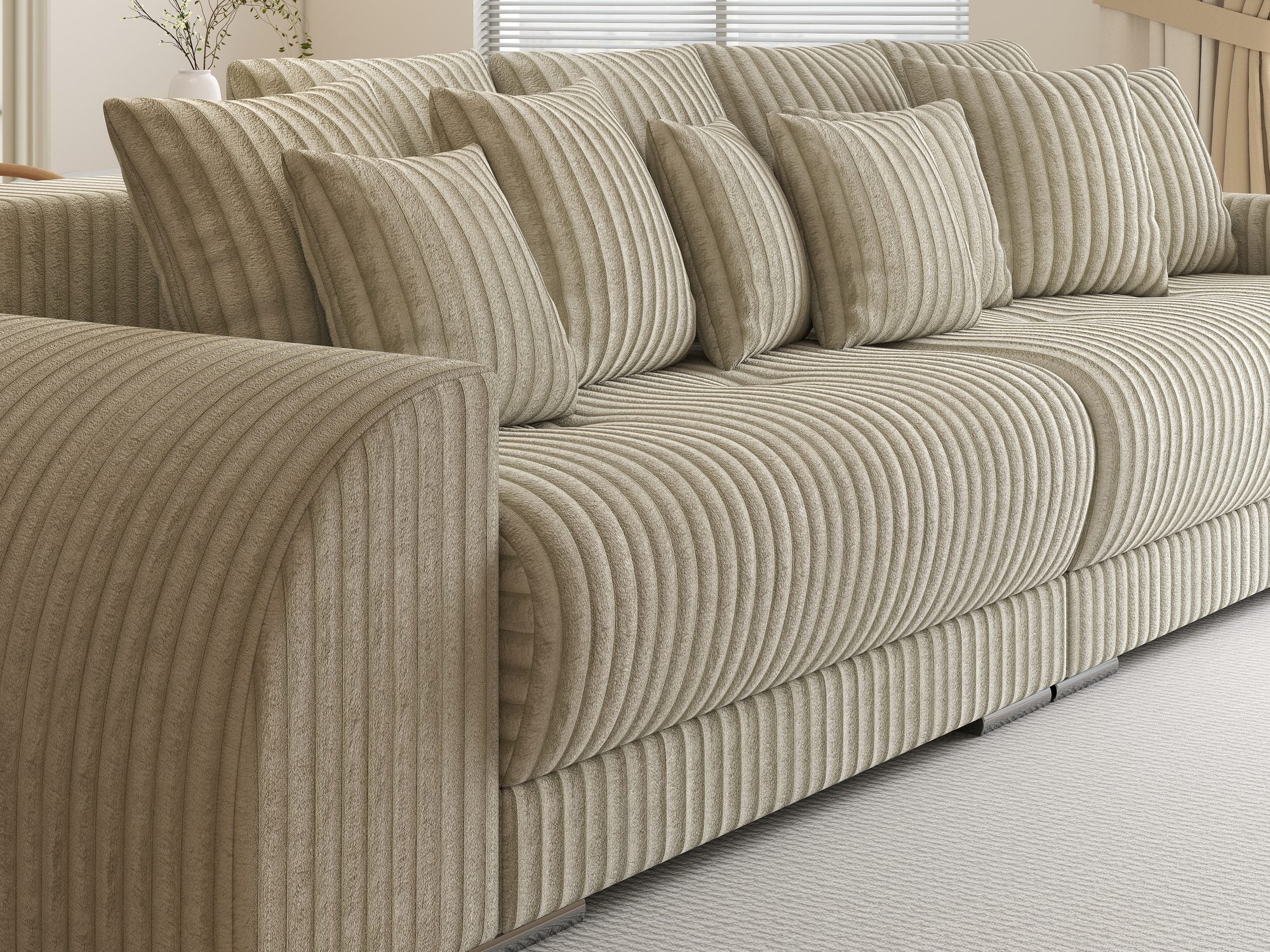 Canapea extensibilă dumonde cu 2 lăzi de depozitare si sezut confortabil din spuma high-density, Verona Tilia Bej 08 310x100 cm