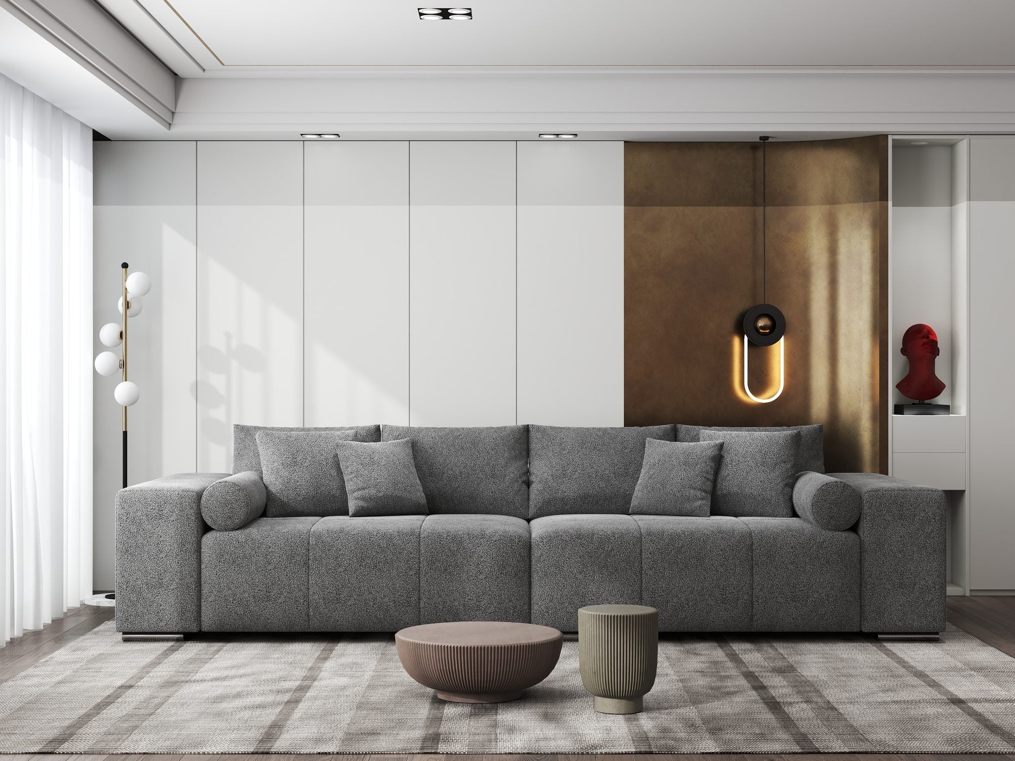 Canapea extensibilă dumonde cu ladă de depozitare si sezut confortabil din spuma high-density, Marbela XXL Quelle Gri 92 290x100 cm