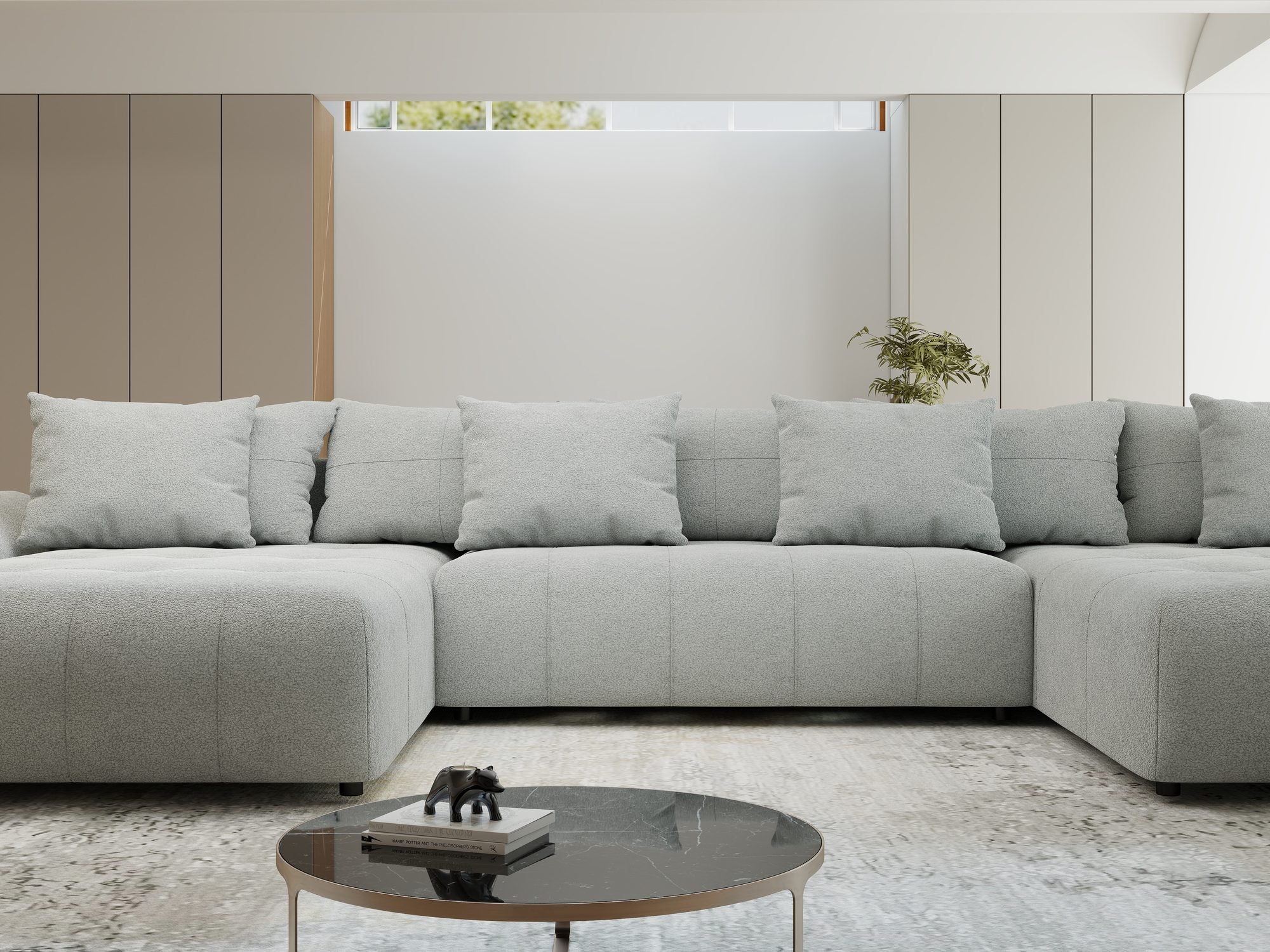 Colțar extensibil dumonde cu ladă de depozitare si sezut confortabil din spuma high-density, Berlin U Quelle Gri 83 380x180 cm