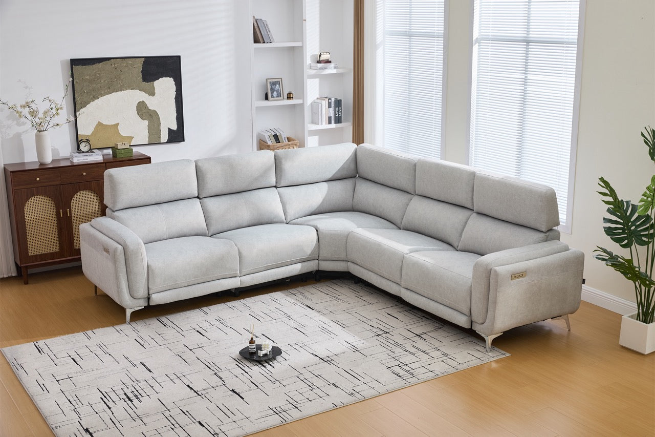 Dumonde sarokgarnitúra 2 elektromos relax funkcióval, állítható fejtámlákkal, USB töltővel, Arvion 341x103cm