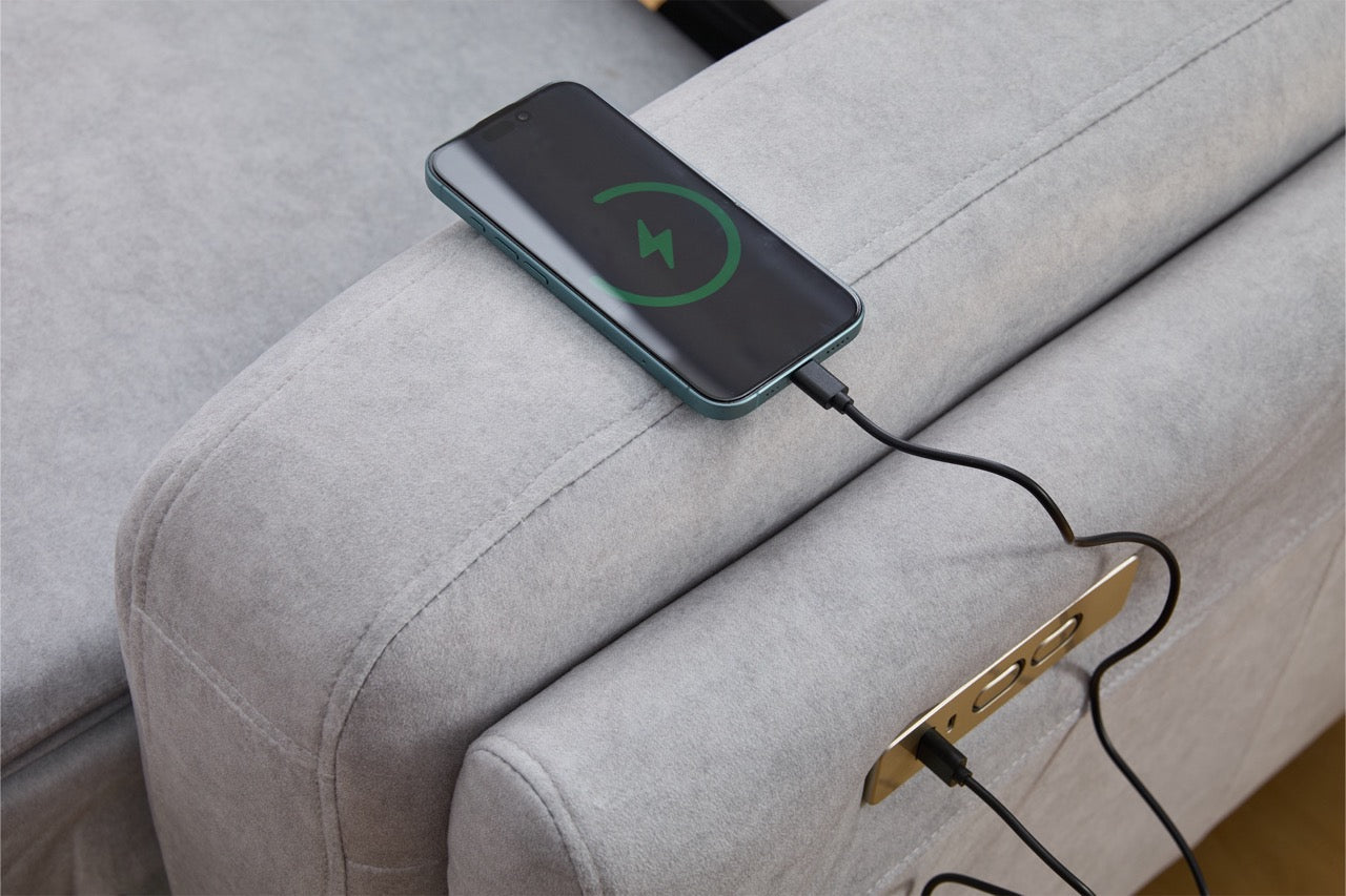 Dumonde sarokgarnitúra 2 elektromos relax funkcióval, állítható fejtámlákkal, USB töltővel, Arvion 341x103cm