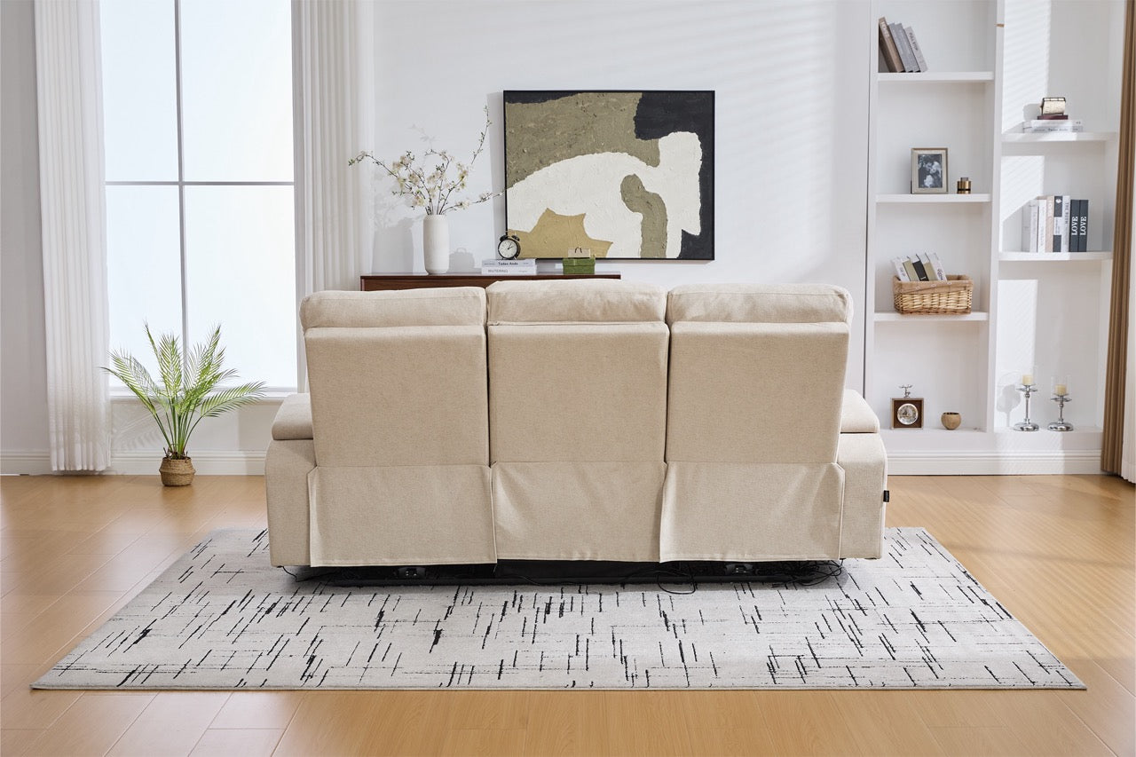 3 személyes kanapé 2 elektromos relax funkcióval, asztallal, USB-C-vel, pohártartóval, olvasólámpával, LED világítással, Torven 216x96cm