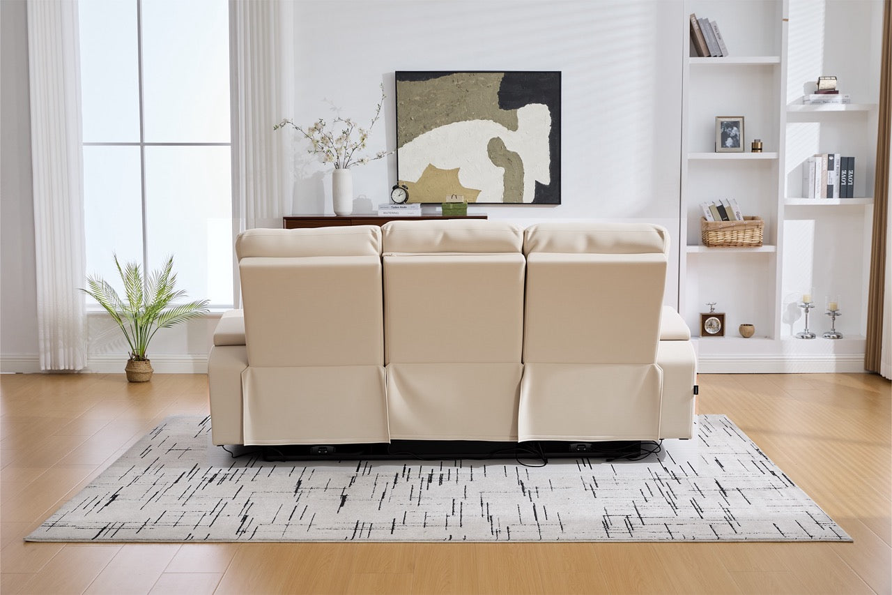 3 személyes kanapé 2 elektromos relax funkcióval, asztallal, USB-C-vel, pohártartóval, olvasólámpával, LED világítással, Torven 216x96cm